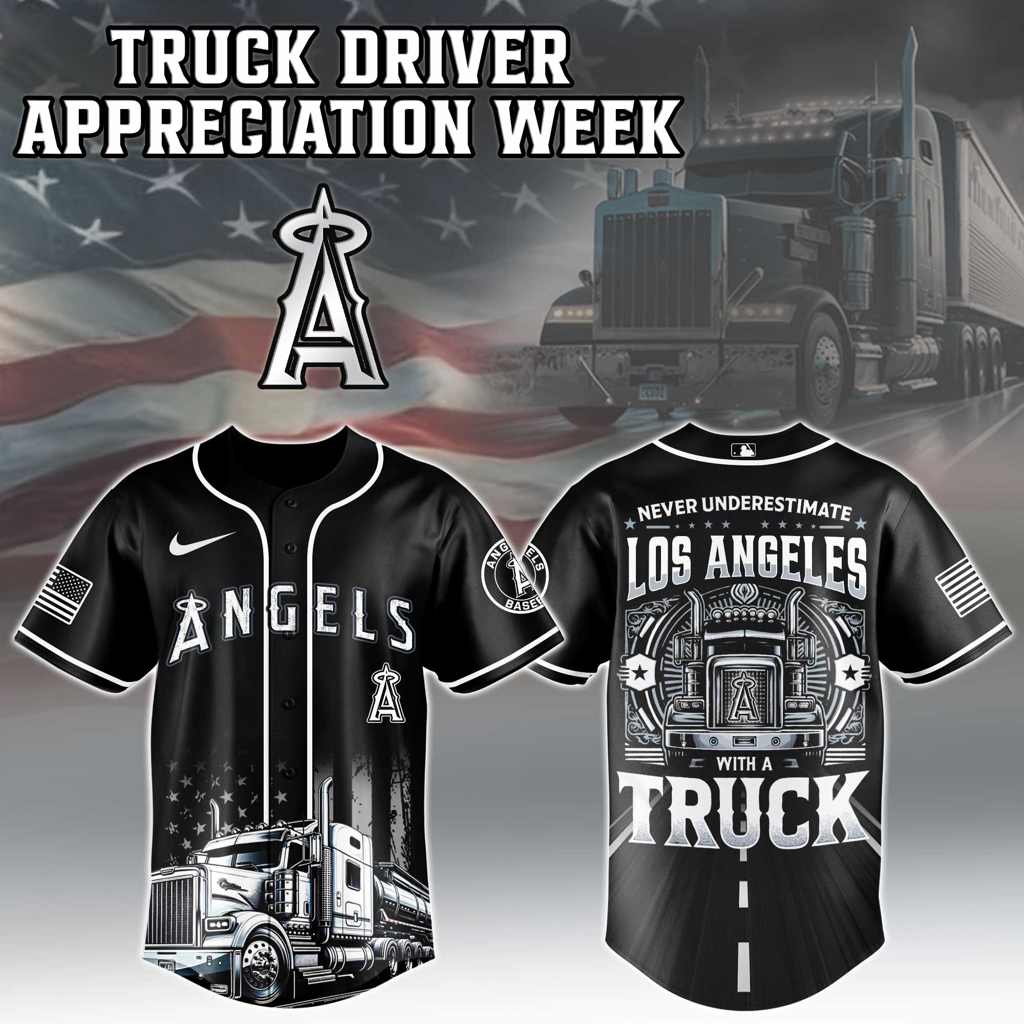 Los Angeles Angels Mlb X Nation Truck Driver Appreciation Week Limited Edition Jersey 2025 PT68106