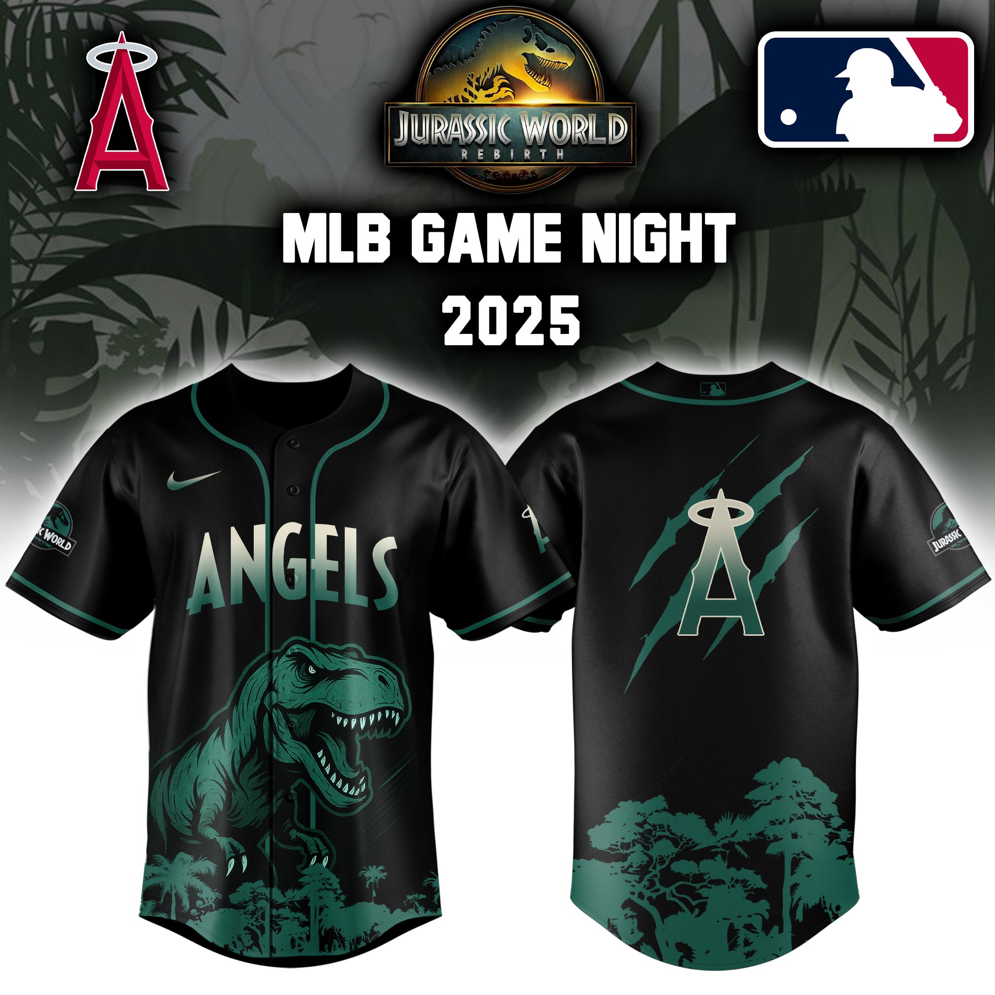 Los Angeles Angels X Jurassic World Baseball Jersey Colab 2025 Editons Limited PT70196