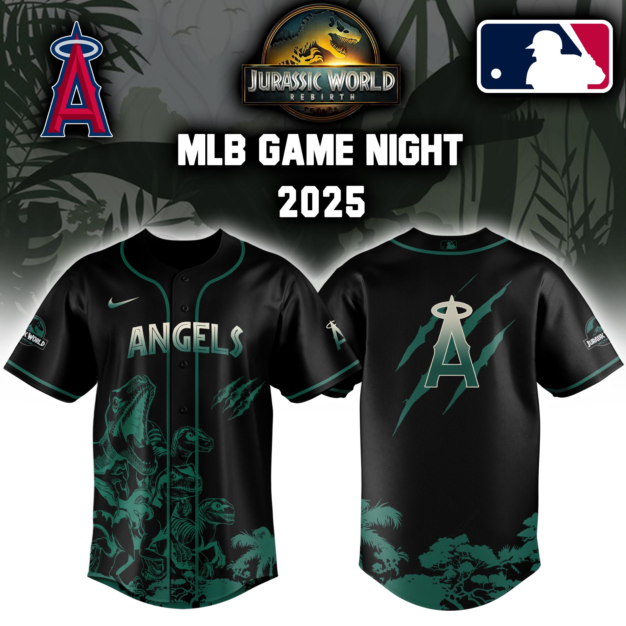 Los Angeles Angels X Jurassic World Baseball Jersey Colab 2025 Editons Limited V2 PT70197