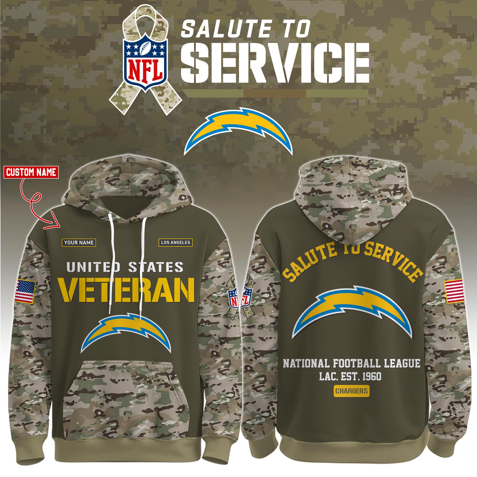 Los Angeles Chargers Veteran Birthday Limited Editions Ver 3 PT76085