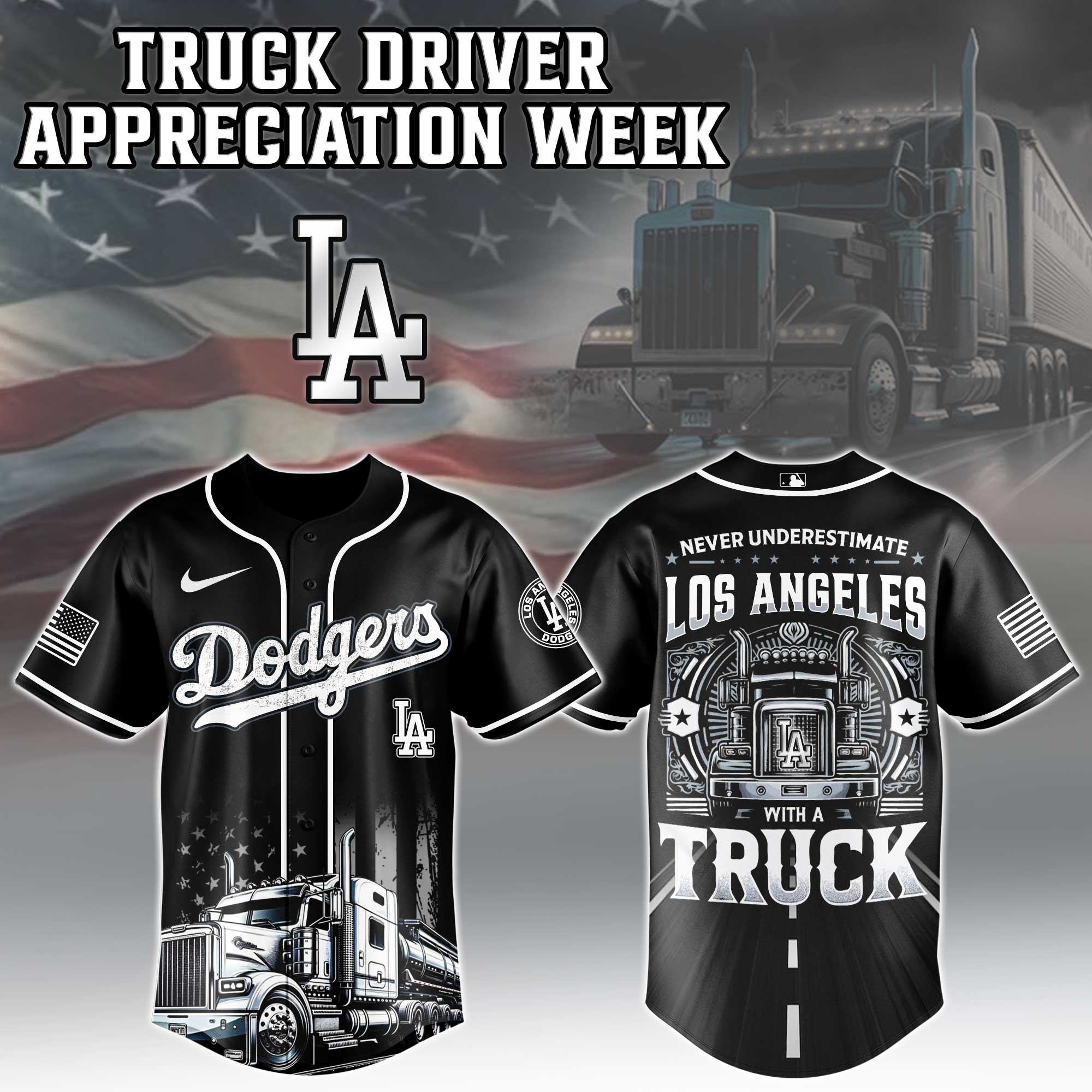 Los Angeles Dodgers Mlb X Nation Truck Driver Appreciation Week Limited Edition Jersey 2025 PT68107