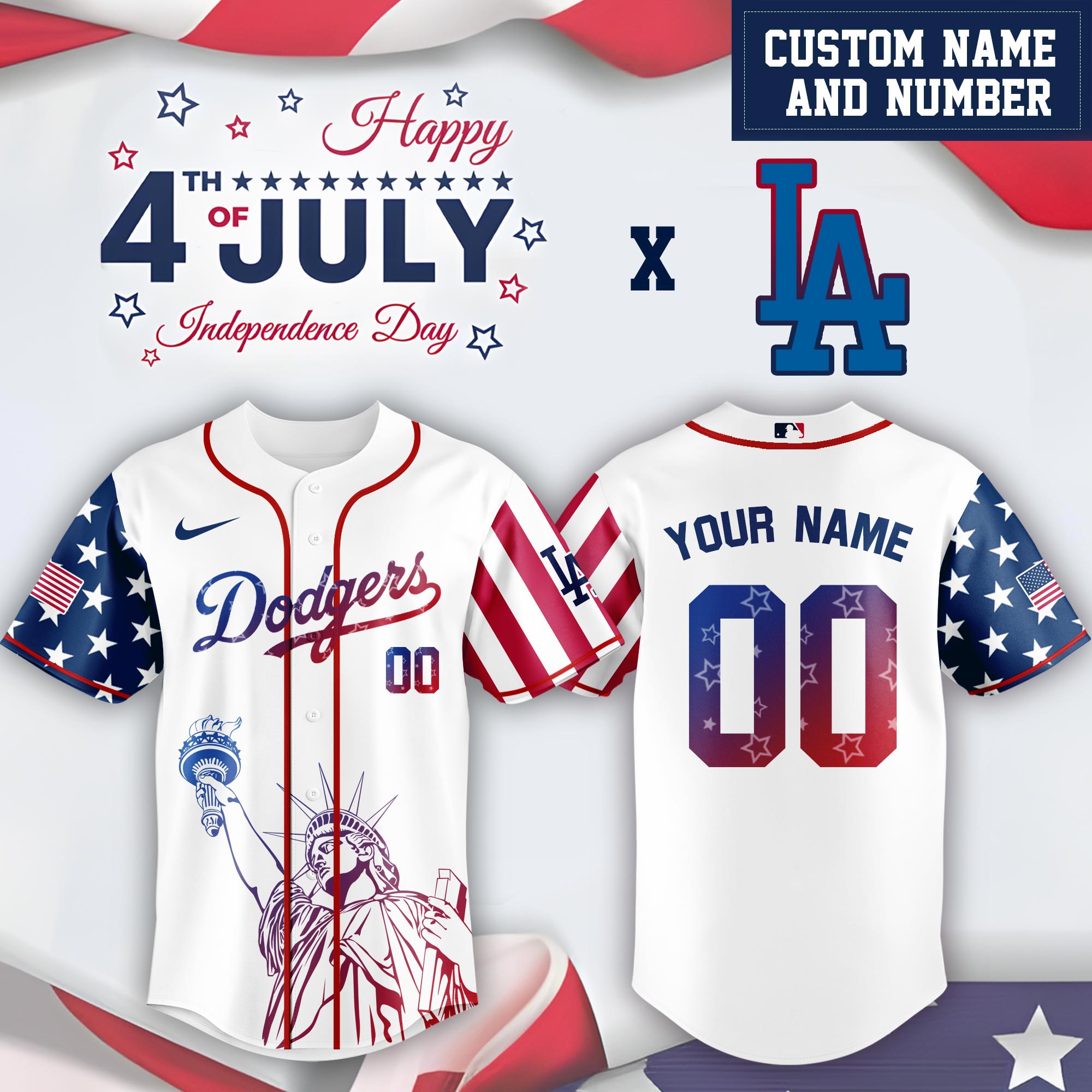 Los Angeles Dodgers Special Independence Day Limited Edition Jersey #2 PT68861