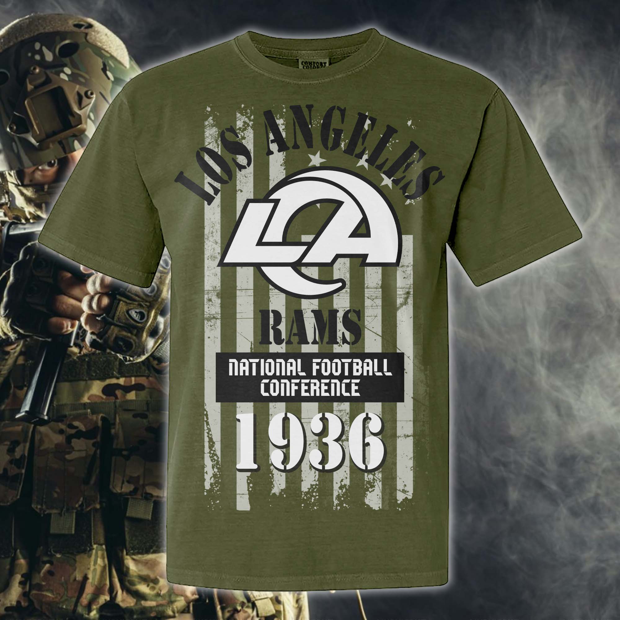 Los Angeles Rams Green Armed Forces NFL T-shirt PT67859