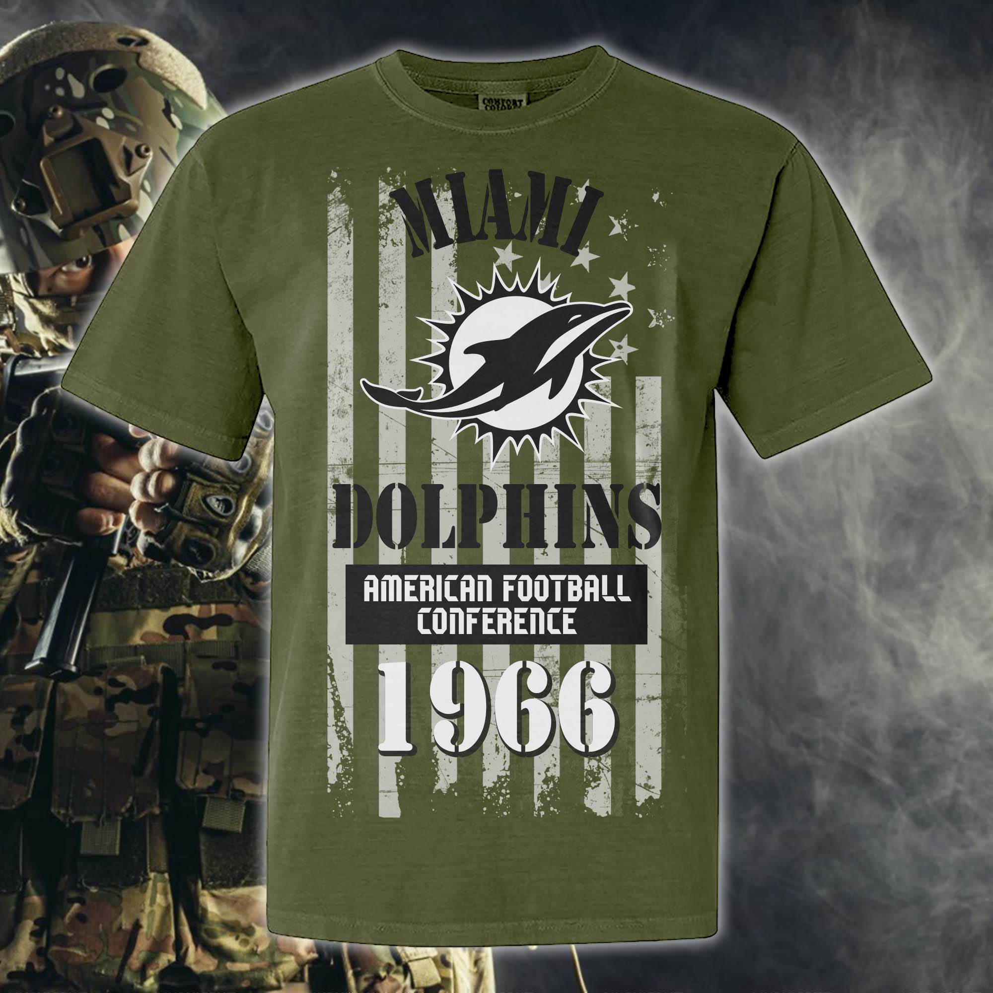 Miami Dolphins Green Armed Forces NFL T-shirt PT67860