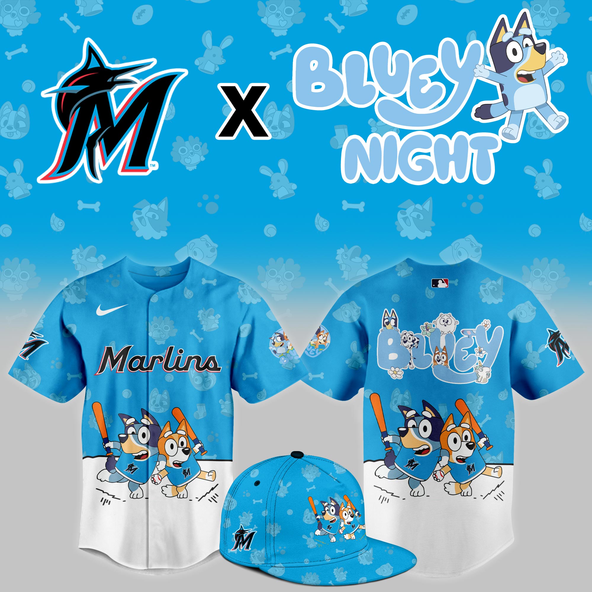 Miami Marlins 2025 Bluey Night Event Limited Jersey PT68354