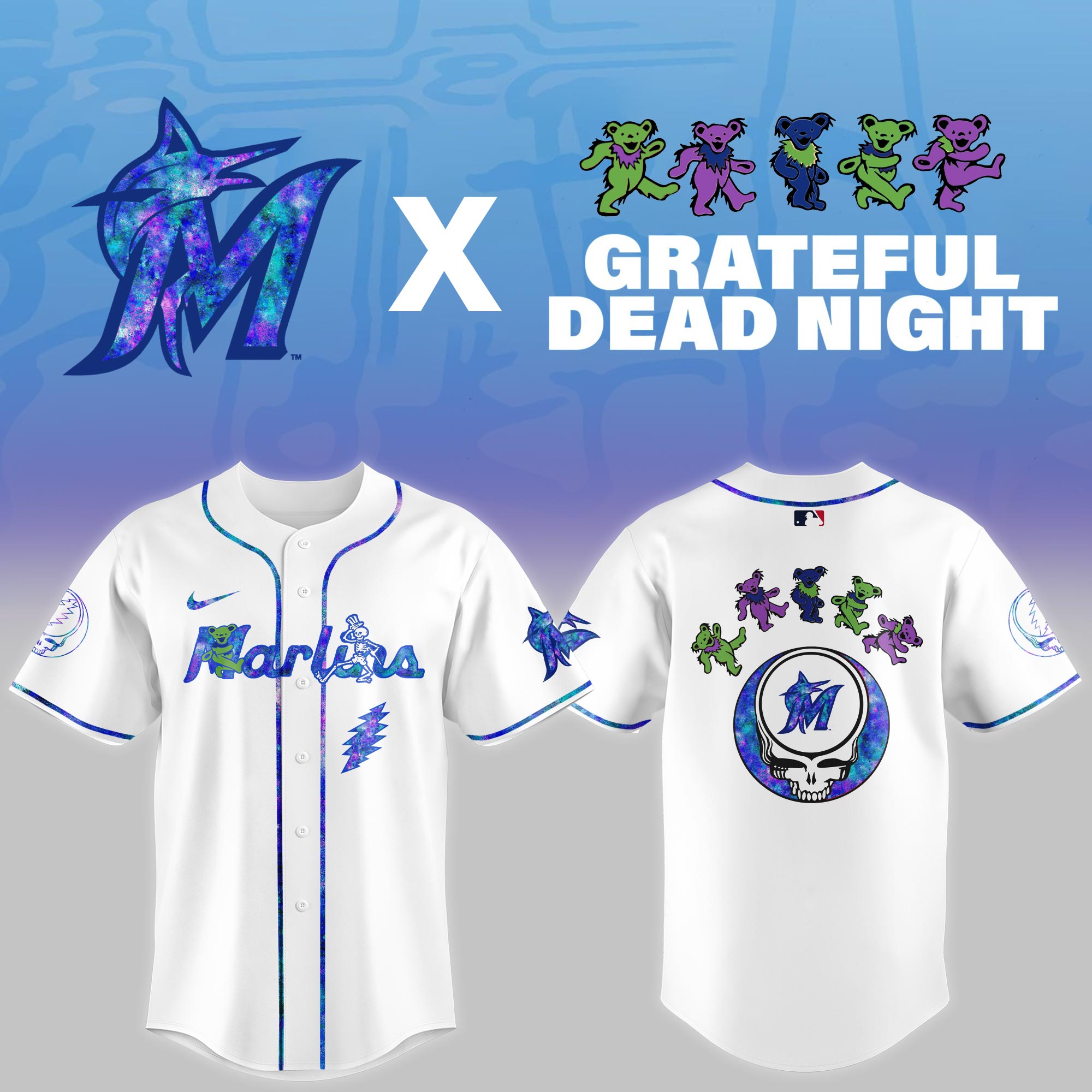 Miami Marlins 2025 Grateful Dead Night Limited Jersey PT68326