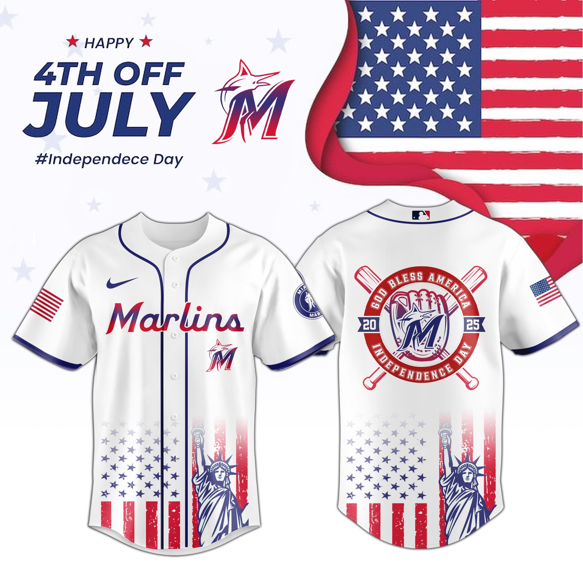 Miami Marlins Special Independence Day Limited Edition Jersey PT68890