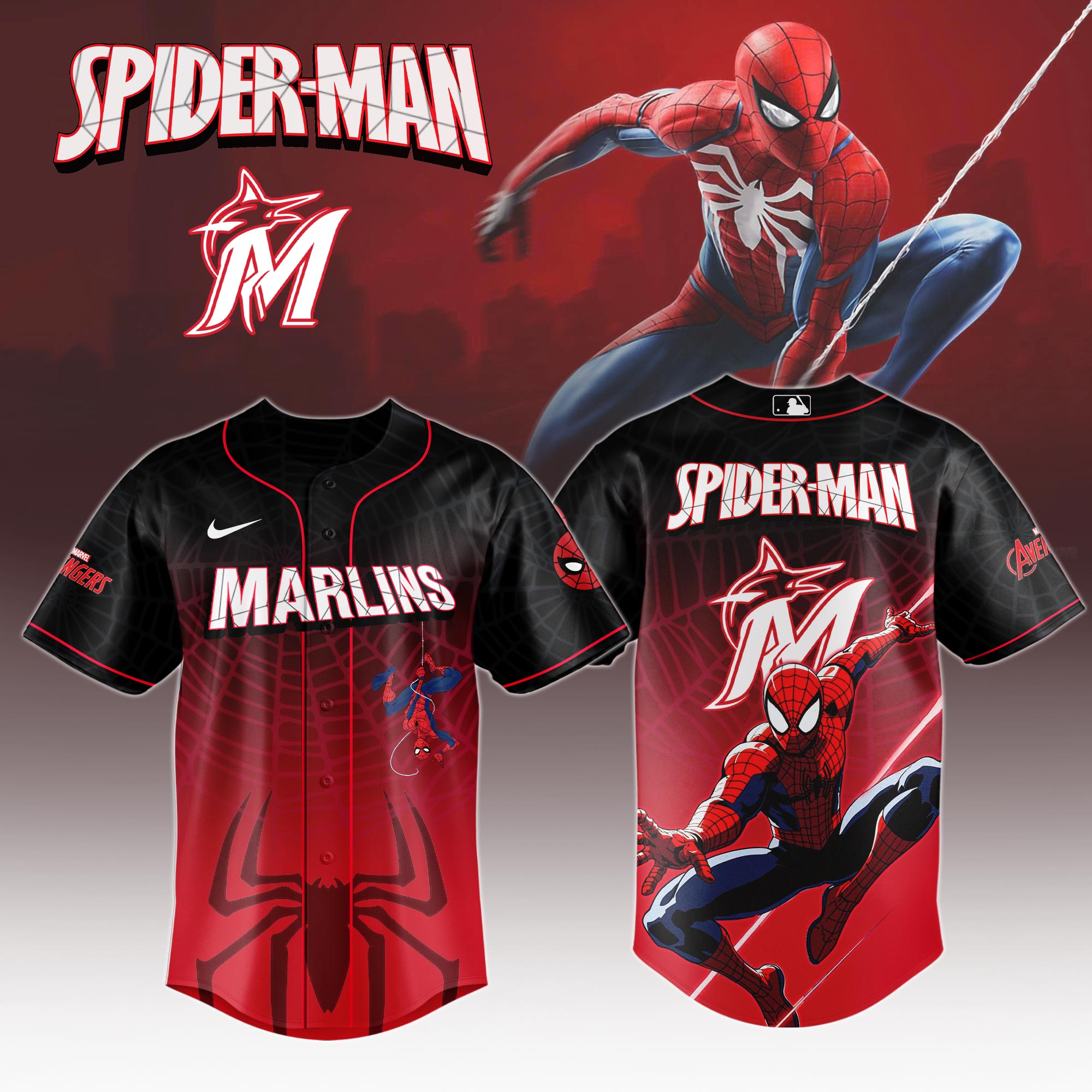 Miami Marlins X Spider Man Game Night Special Edition Jersey MS06553