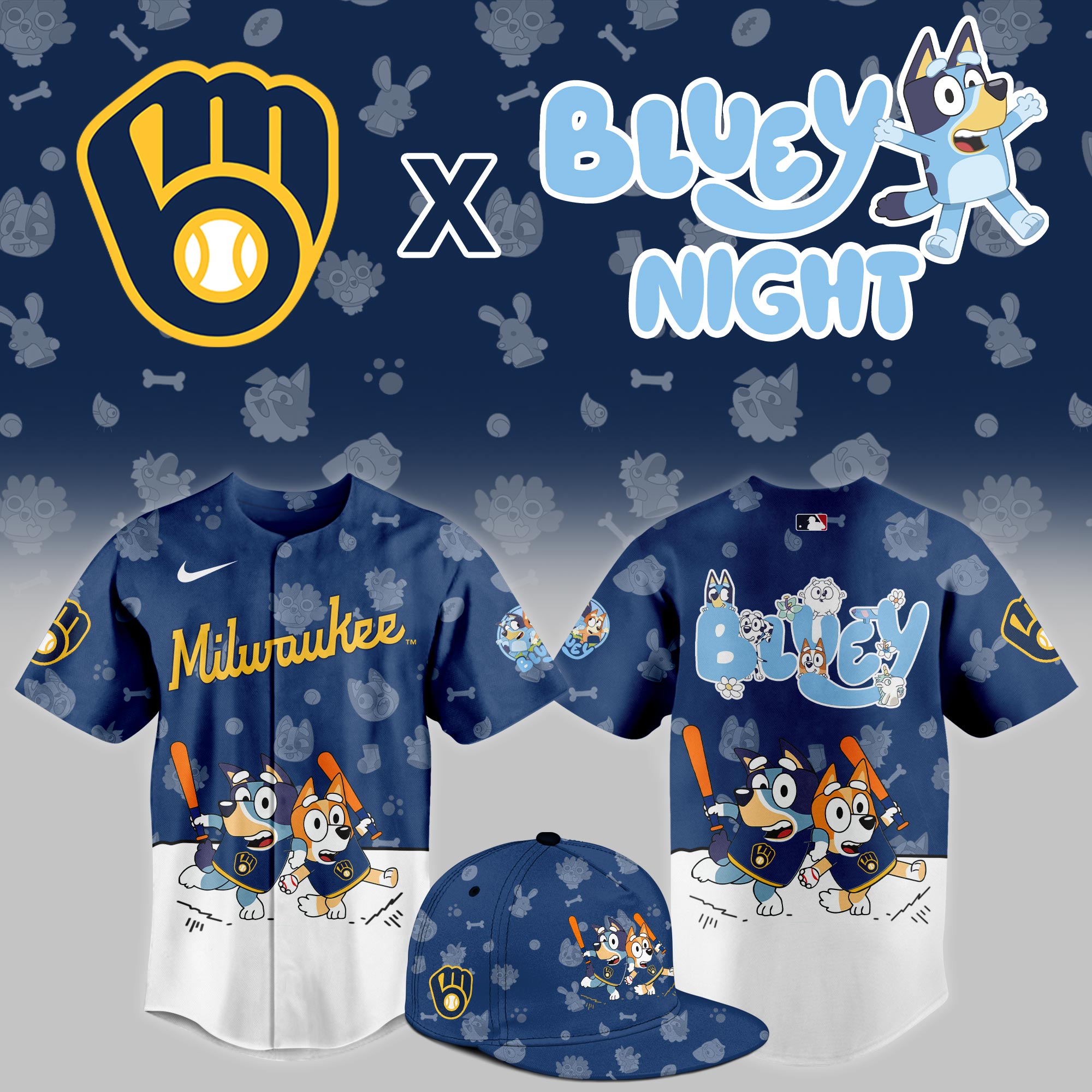 Milwaukee Brewers 2025 Bluey Night Event Limited Jersey PT68344