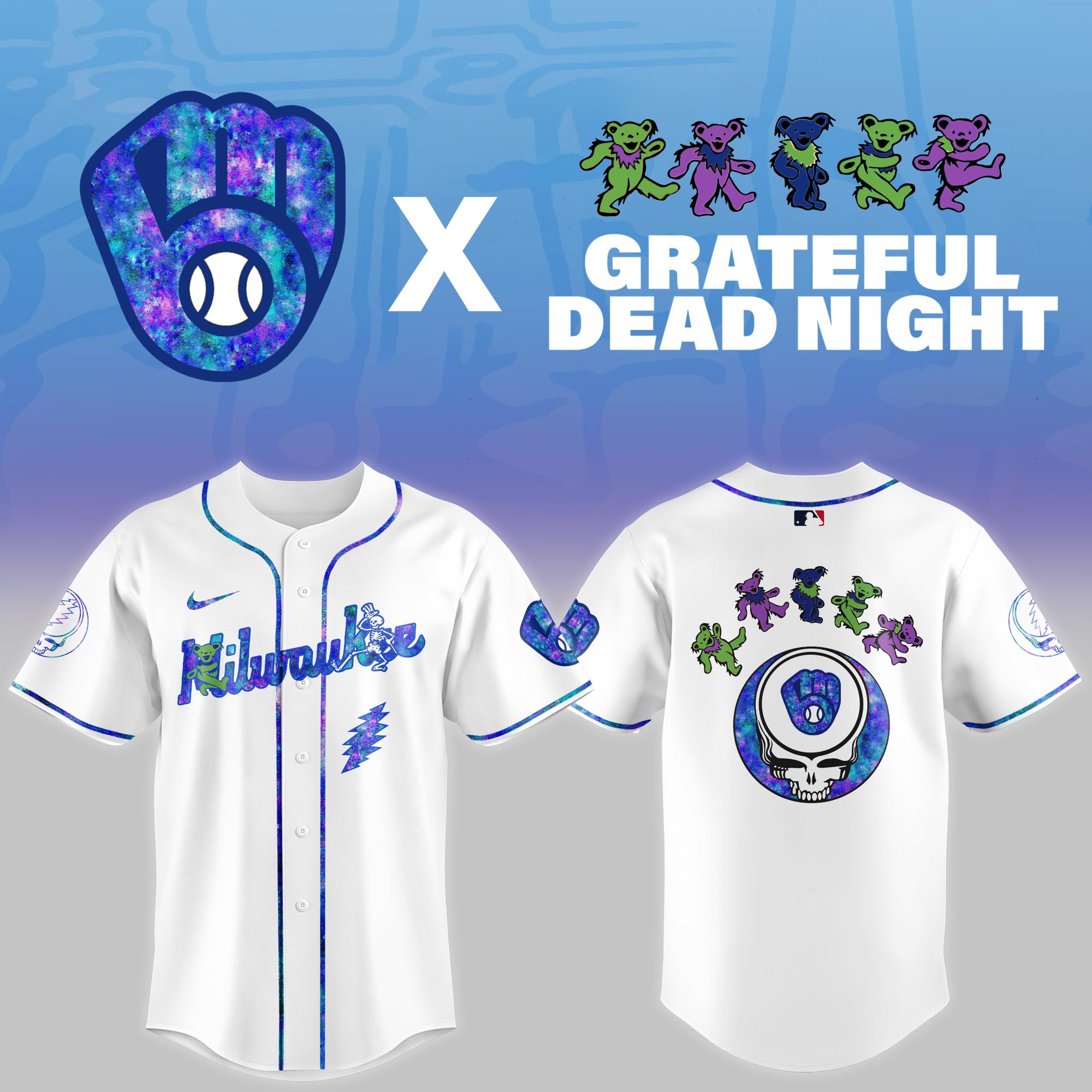 Milwaukee Brewers 2025 Grateful Dead Night Limited Jersey PT68327