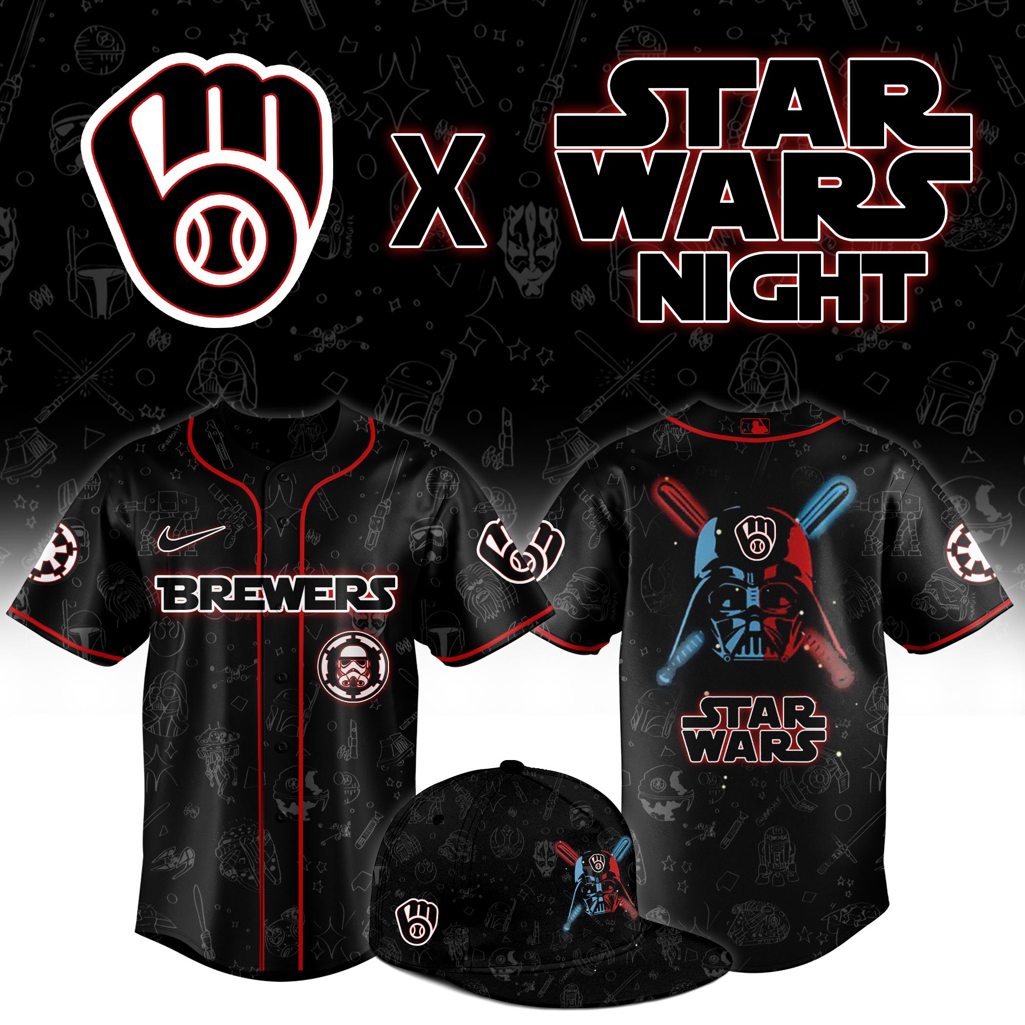 Milwaukee Brewers 2025 Star Wars Night Limited Jersey MS06565