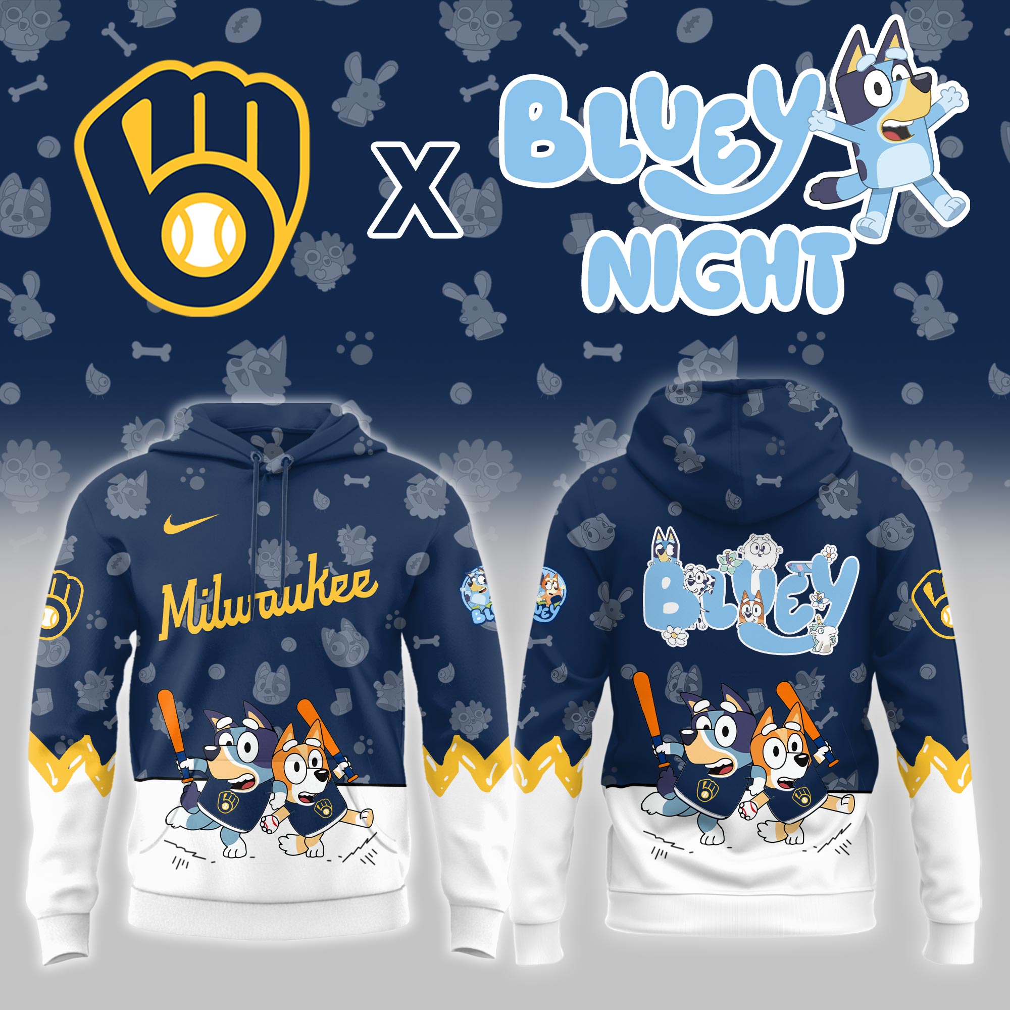 Milwaukee Brewers Bluey Night Limited Hoodie PT68413