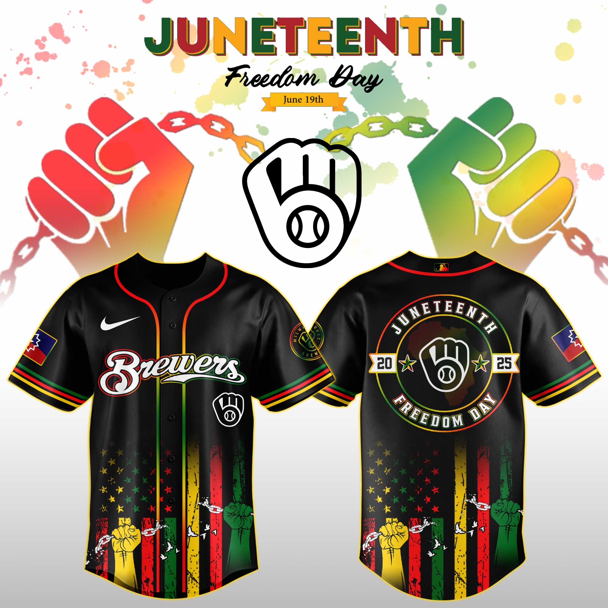 Milwaukee Brewers Mlb X Juneteenth Day Jersey Edition Jersey 2025 PT67740