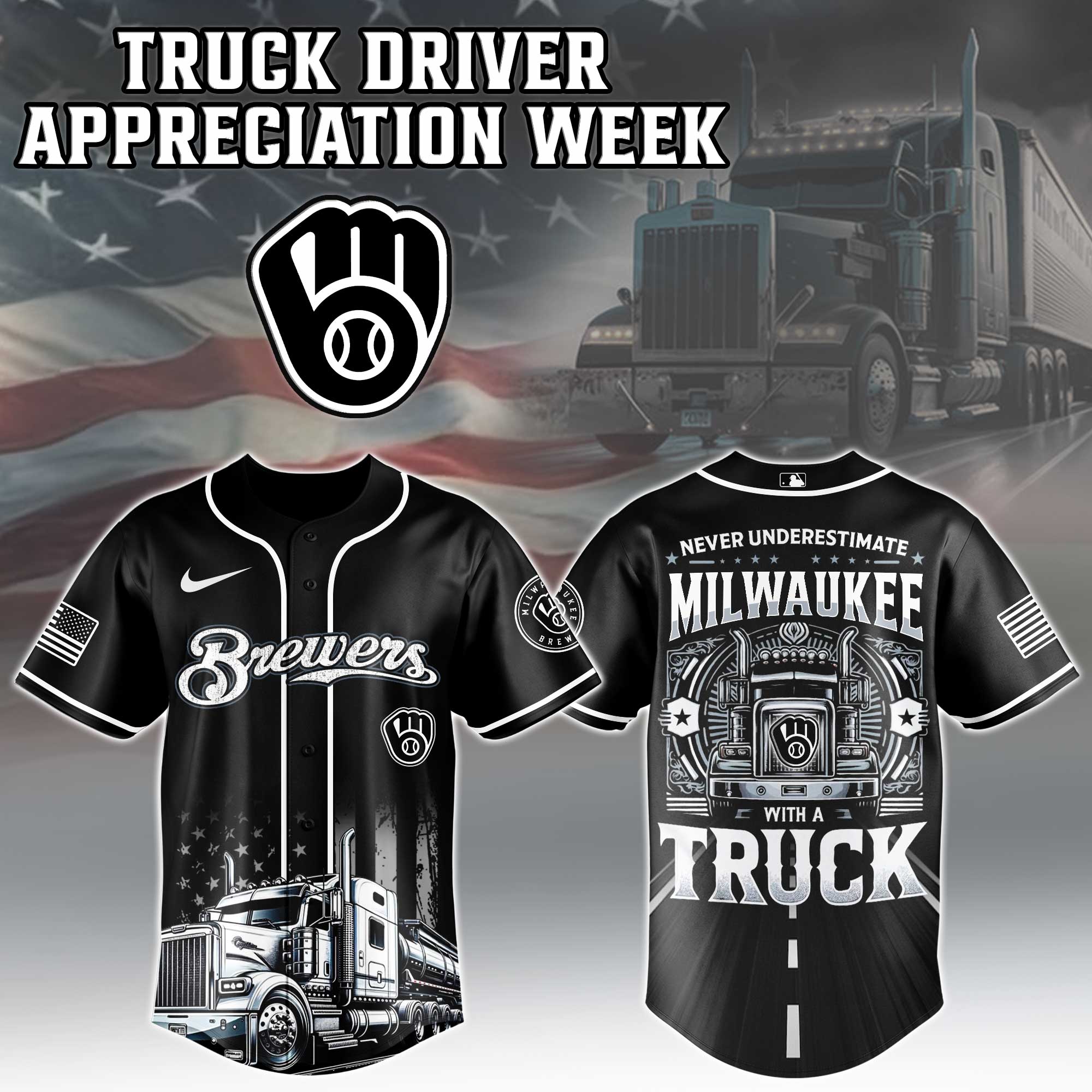 Milwaukee Brewers Mlb X Nation Truck Driver Appreciation Week Limited Edition Jersey 2025 PT68109
