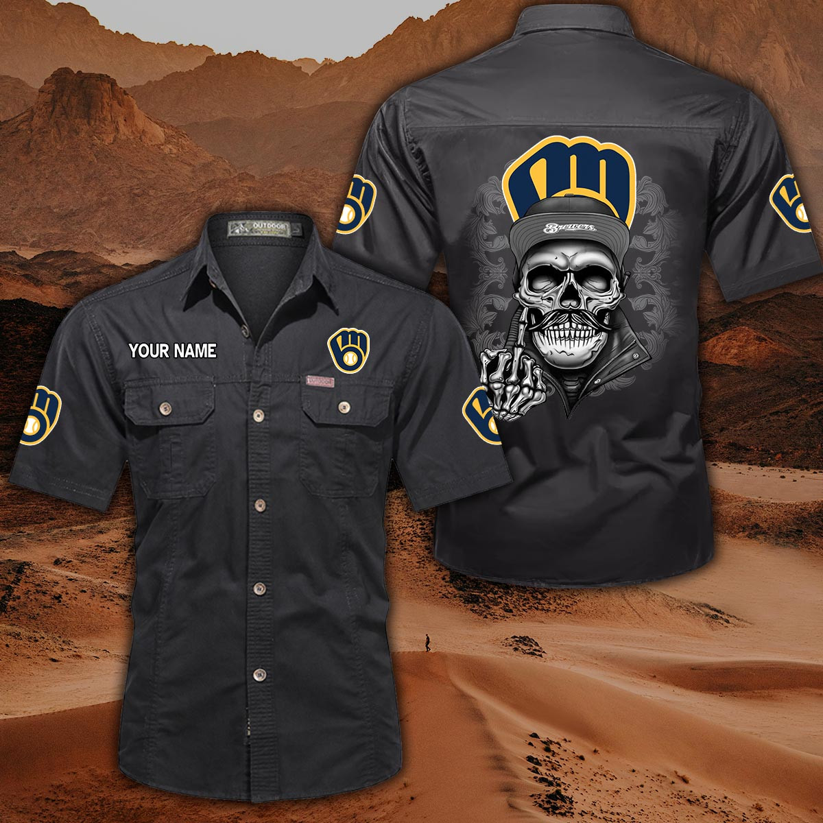 Milwaukee Brewers Pocket Short Sleeve Shirt PT69554