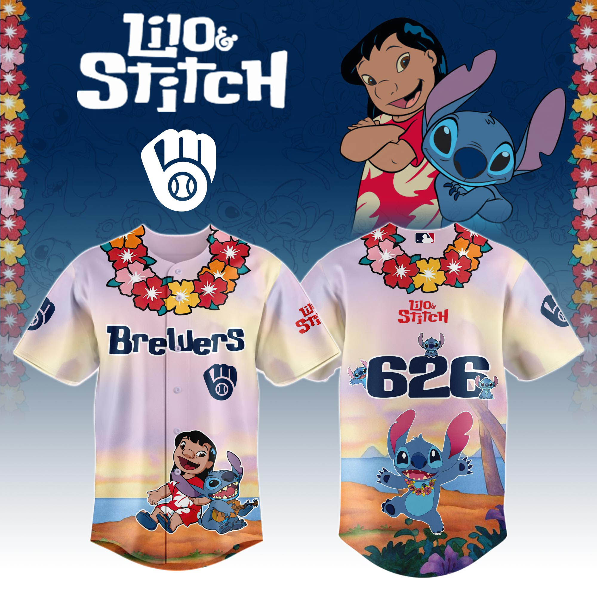 Milwaukee Brewers X Lilo & Stitch Special Edition Jersey 2025 MLB X Lilo & Stitch Jersey PT67908