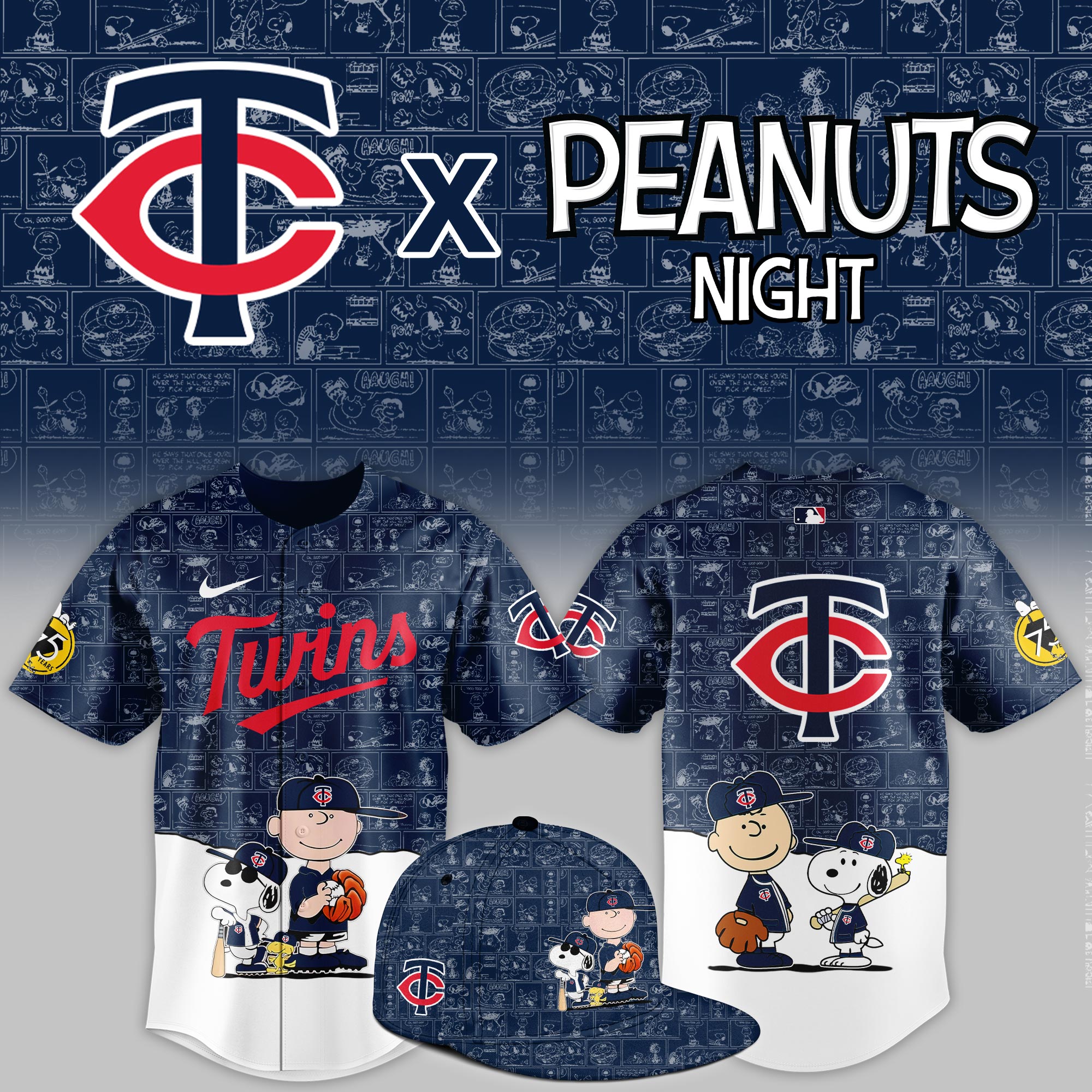 Minnesota Twins 2025 Peanuts Night Limited Jersey PT68385