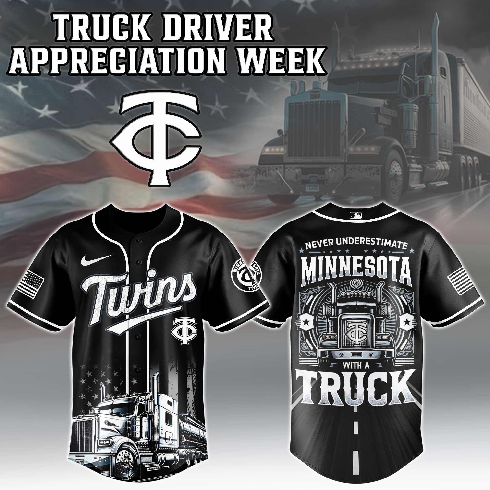 Minnesota Twins Mlb X Nation Truck Driver Appreciation Week Limited Edition Jersey 2025 PT68110