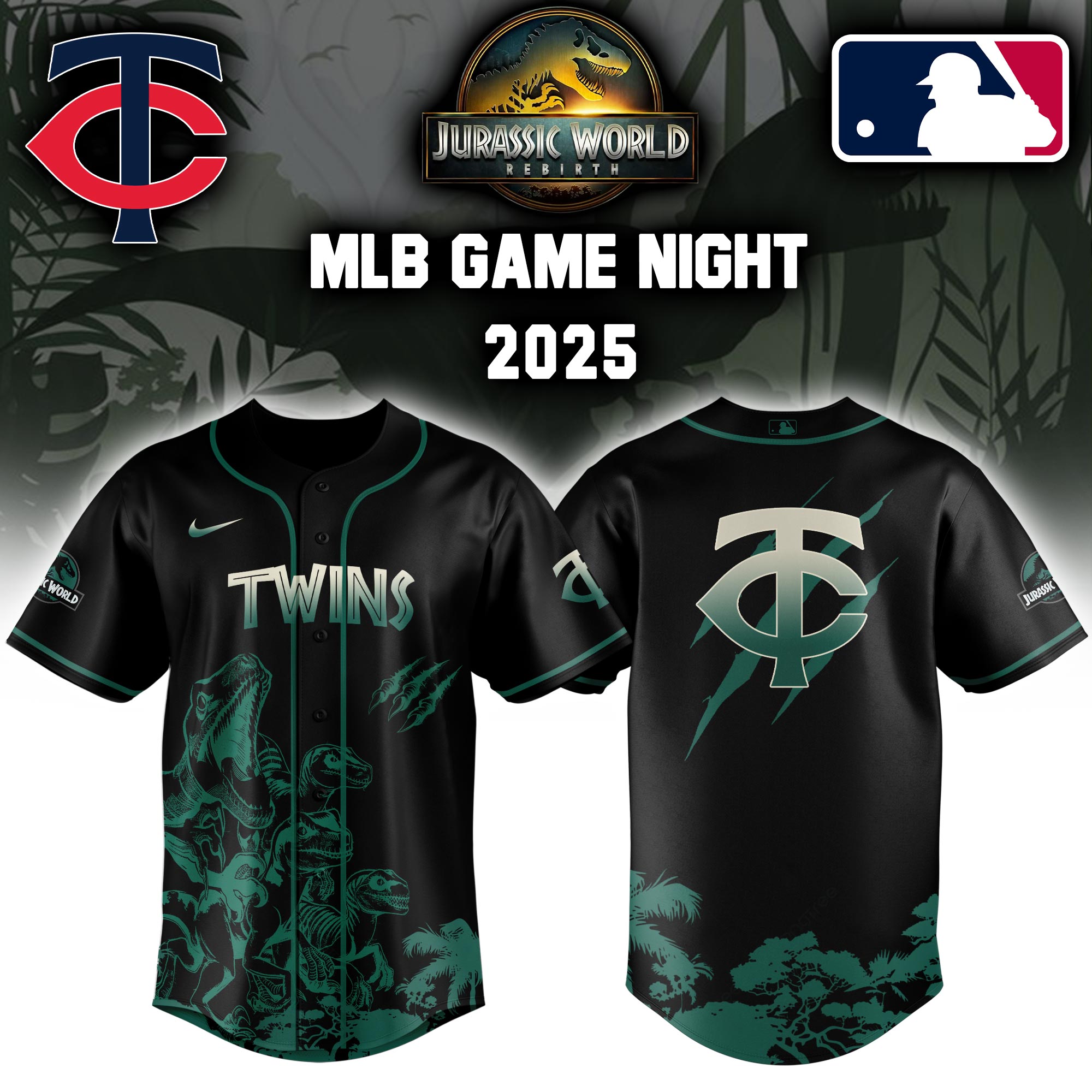 Minnesota Twins X Jurassic World Baseball Jersey Colab 2025 Editons Limited V2 PT70209