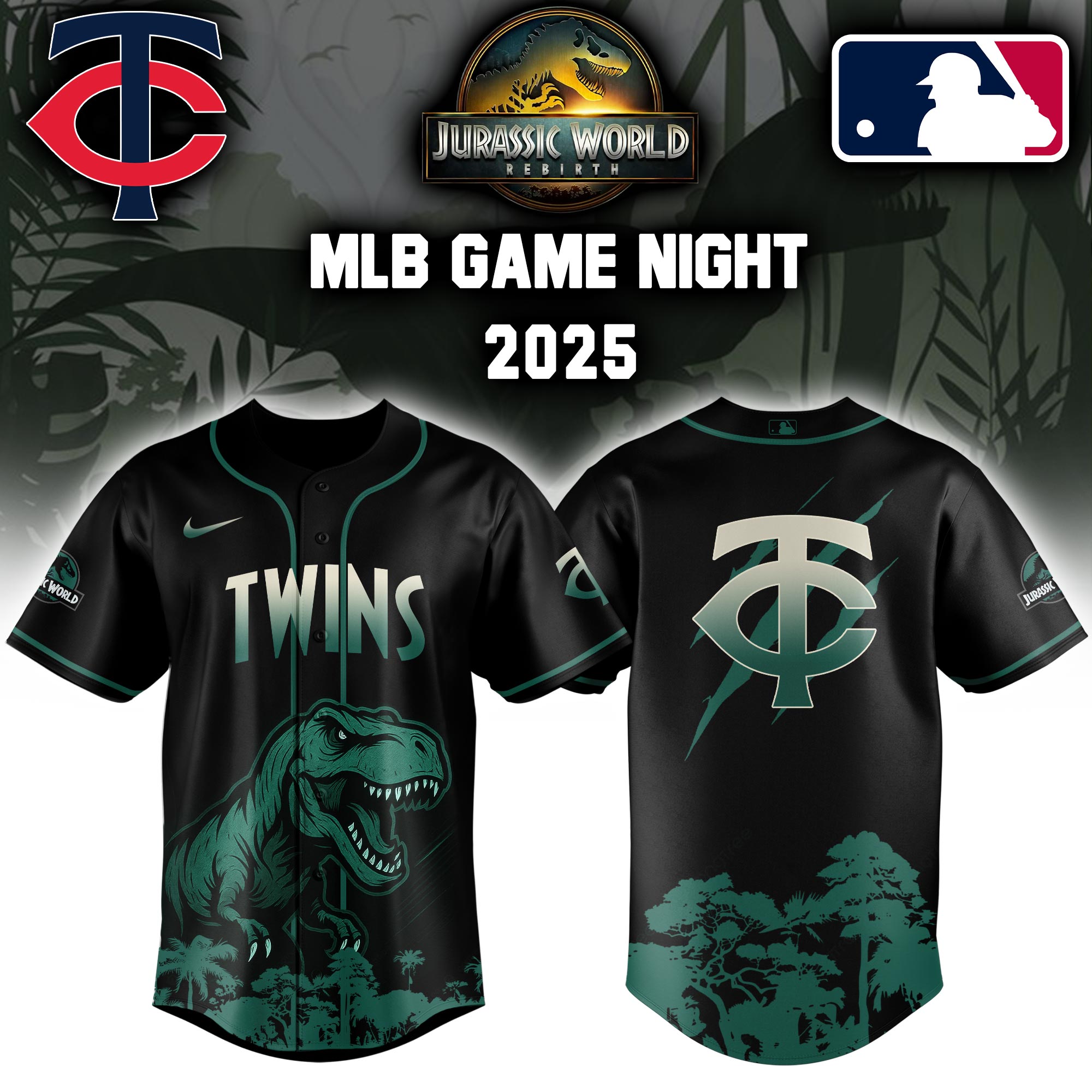 Minnesota Twins X Jurassic World Baseball Jersey Colab 2025 Editons Limited PT70208