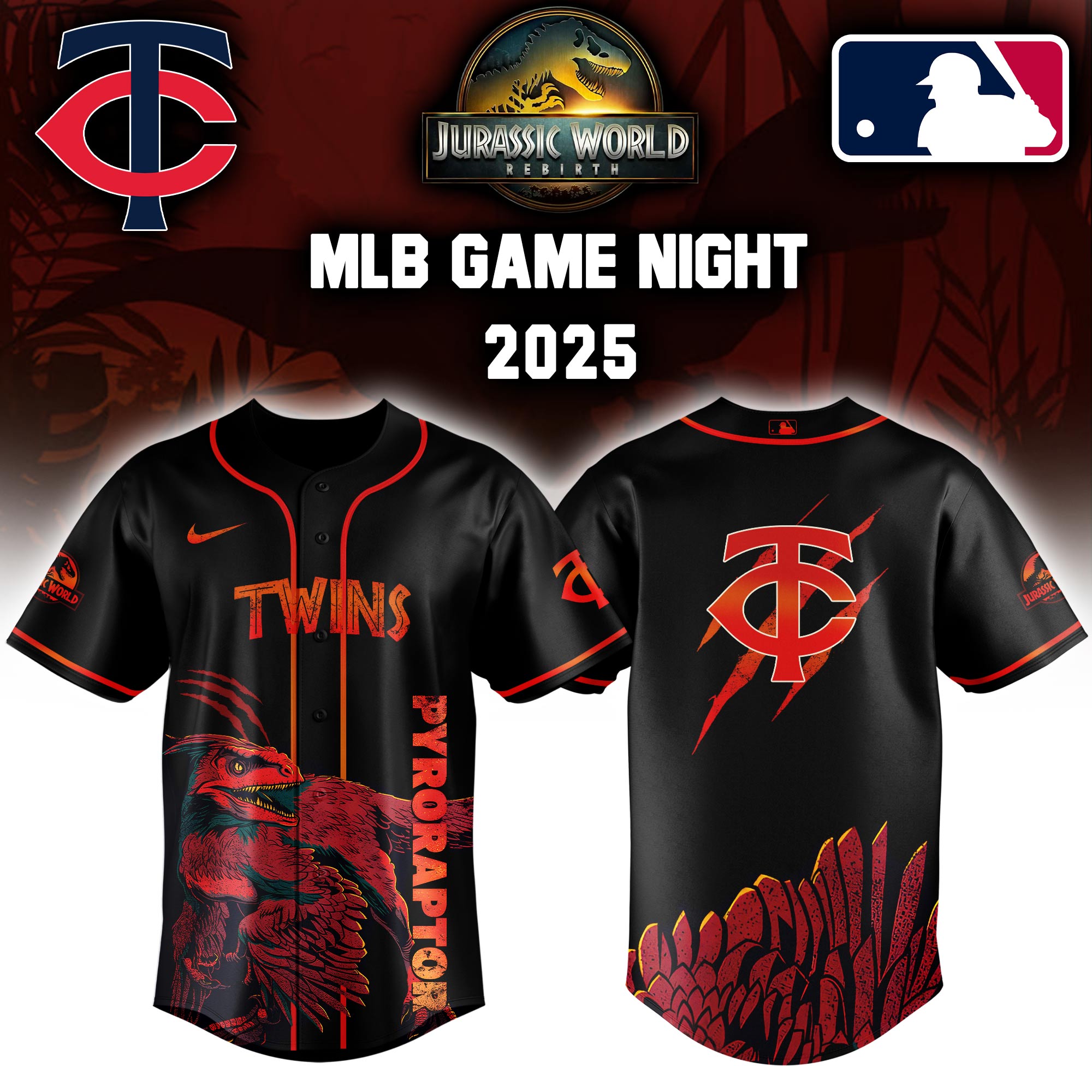 Minnesota Twins X Jurassic World Baseball Jersey Colab 2025 Editons Limited V3 PT70210