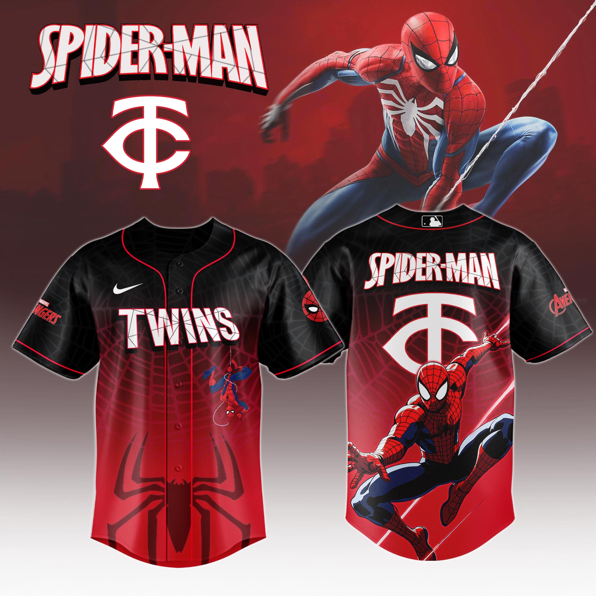 Minnesota Twins X Spider Man Game Night Special Edition Jersey MS06554