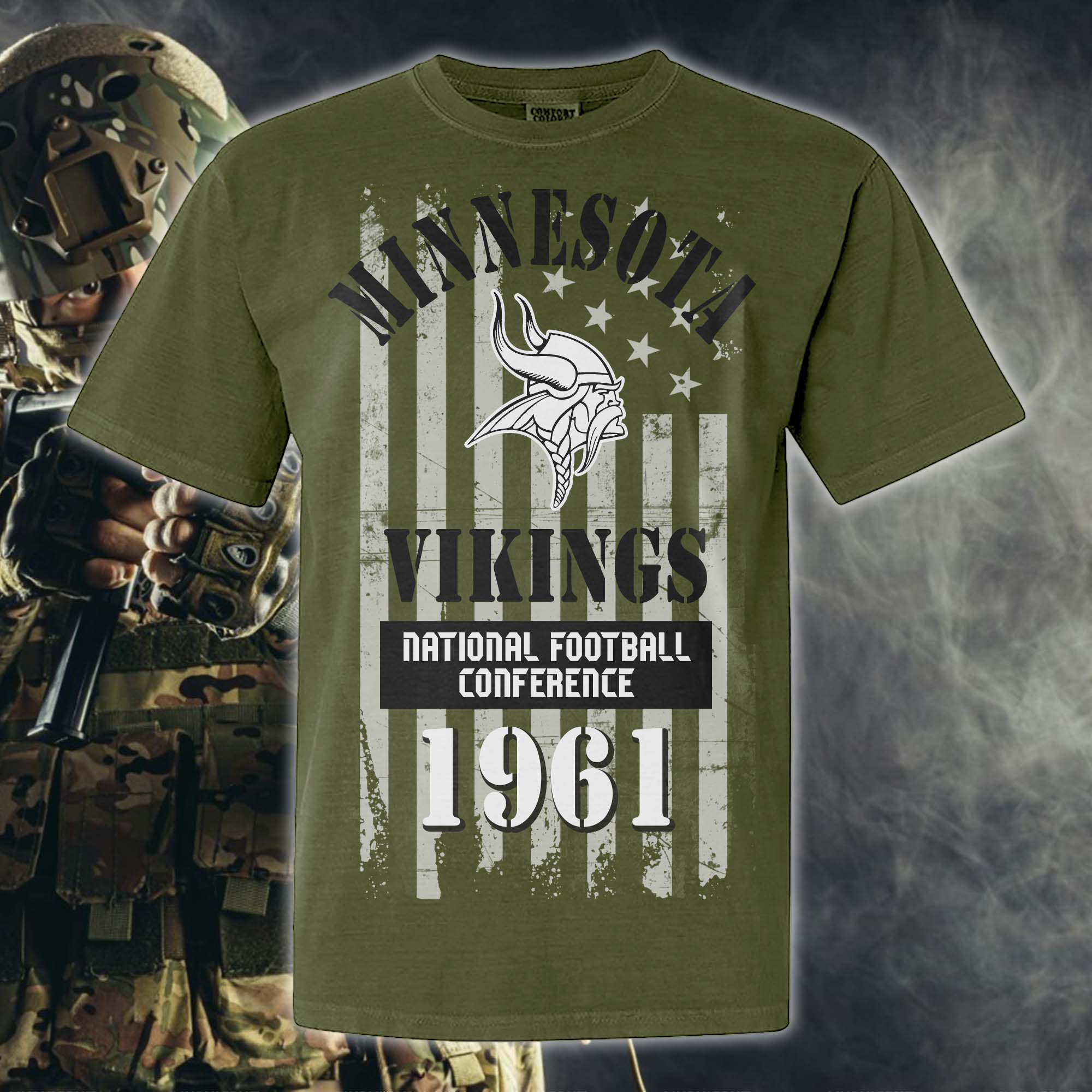 Minnesota Vikings Green Armed Forces NFL T-shirt PT67861
