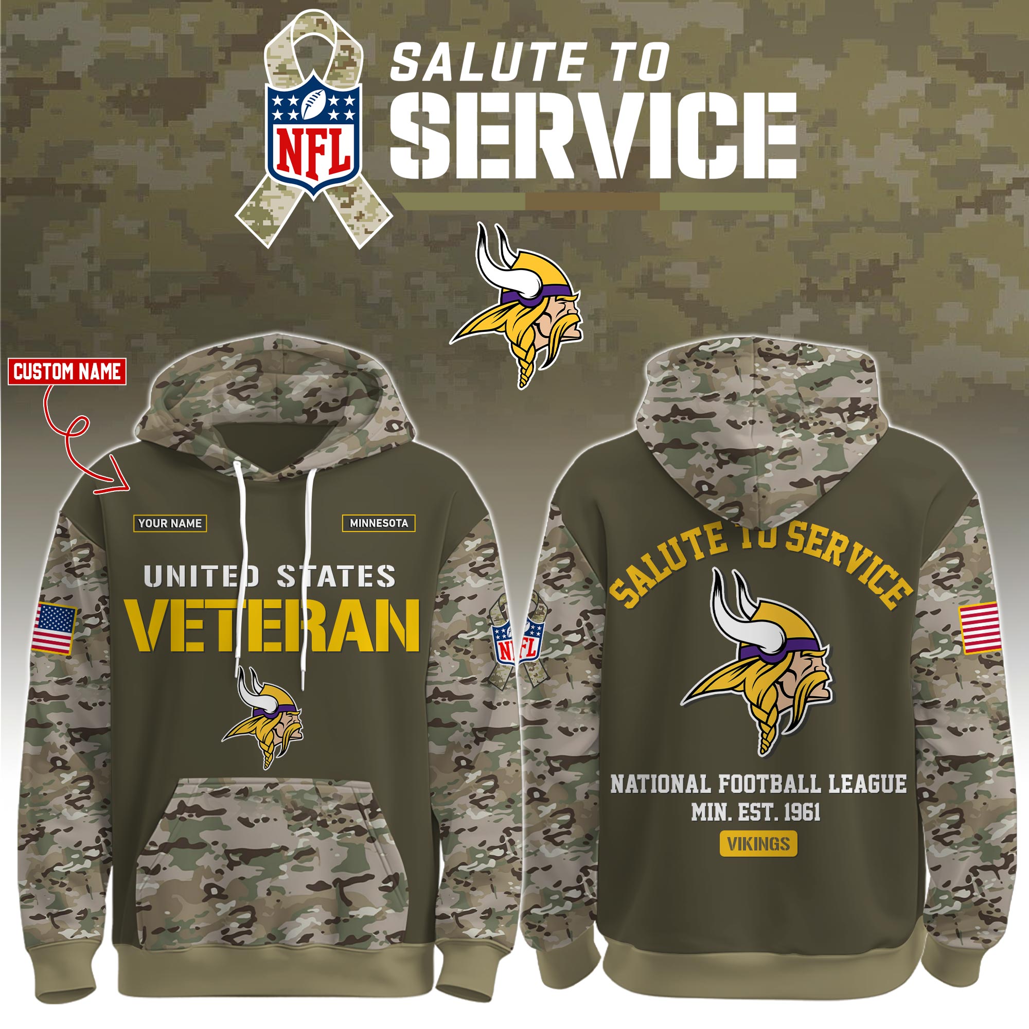 Minnesota Vikings Veteran Birthday Limited Editions Ver 3 PT76097