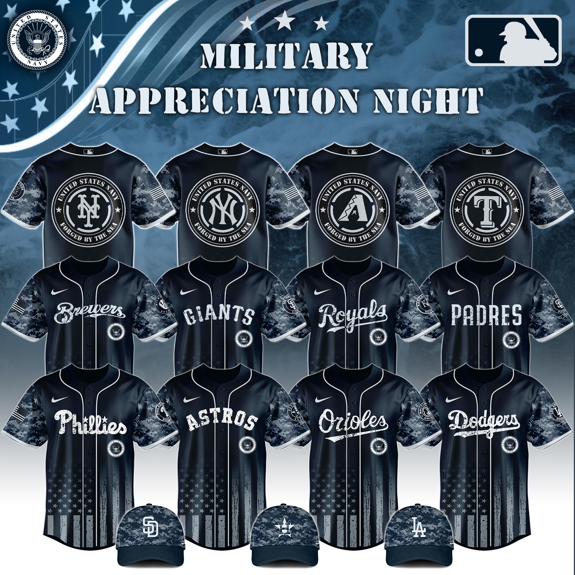 Mlb X United States Navy Military Appreciation Night Jersey Editions Limited 2025 PT71460