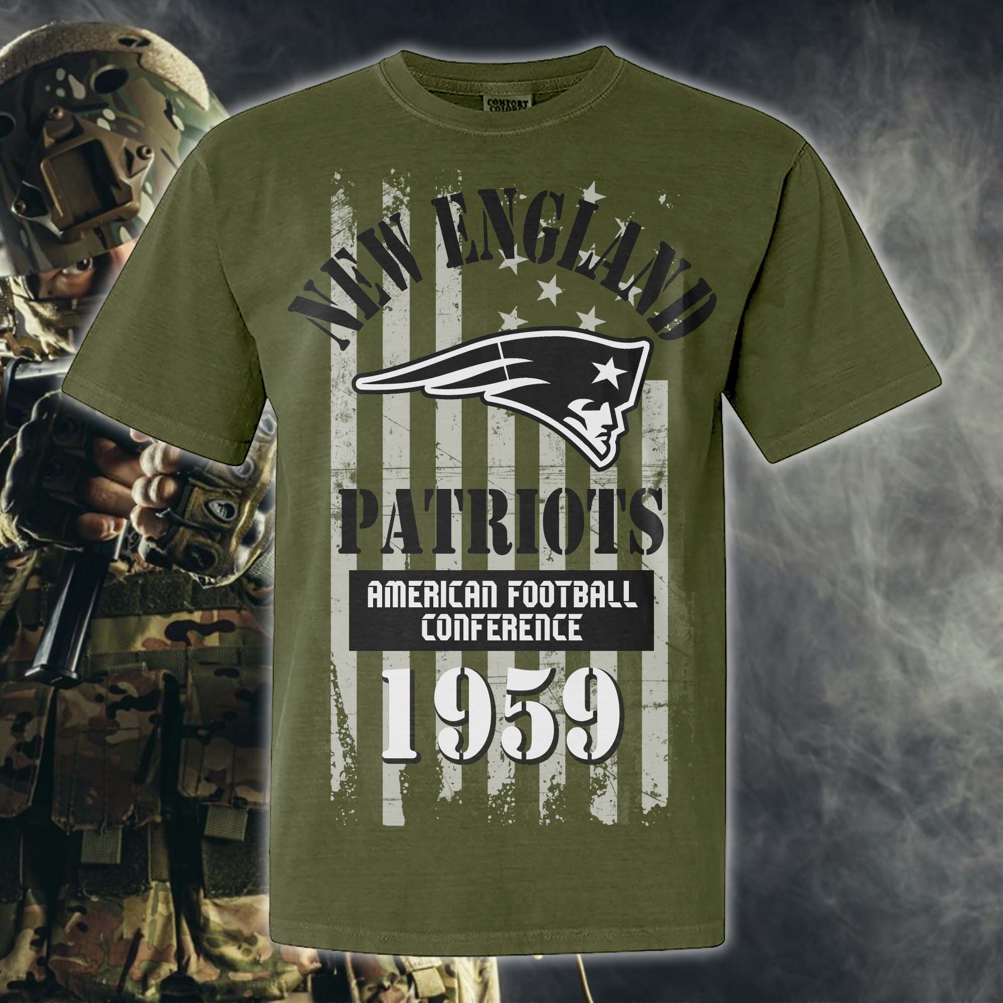 New England Patriots Green Armed Forces NFL T-shirt PT67862