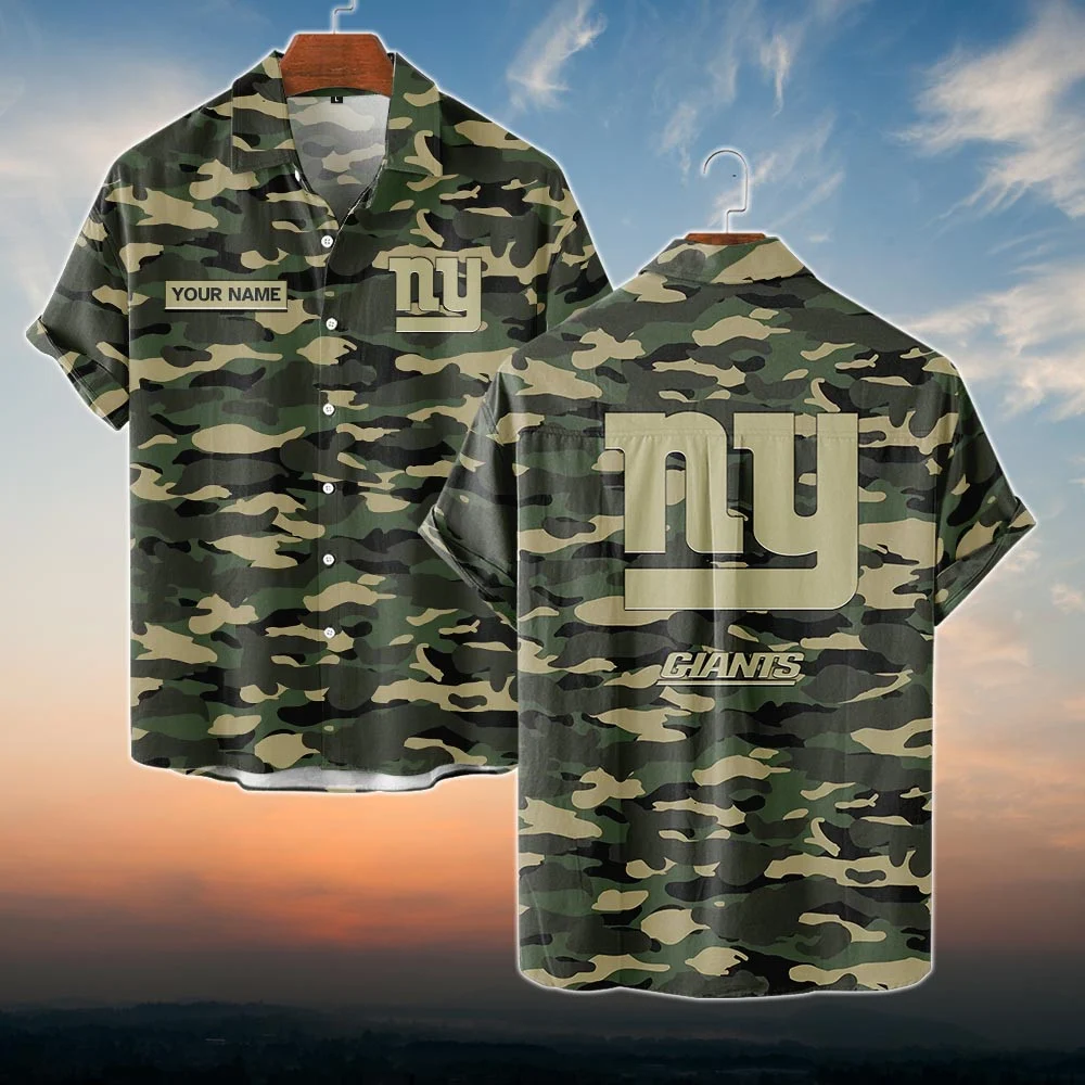 New York Giants NFL Dark Camo Hawaiian Shirt PT68452