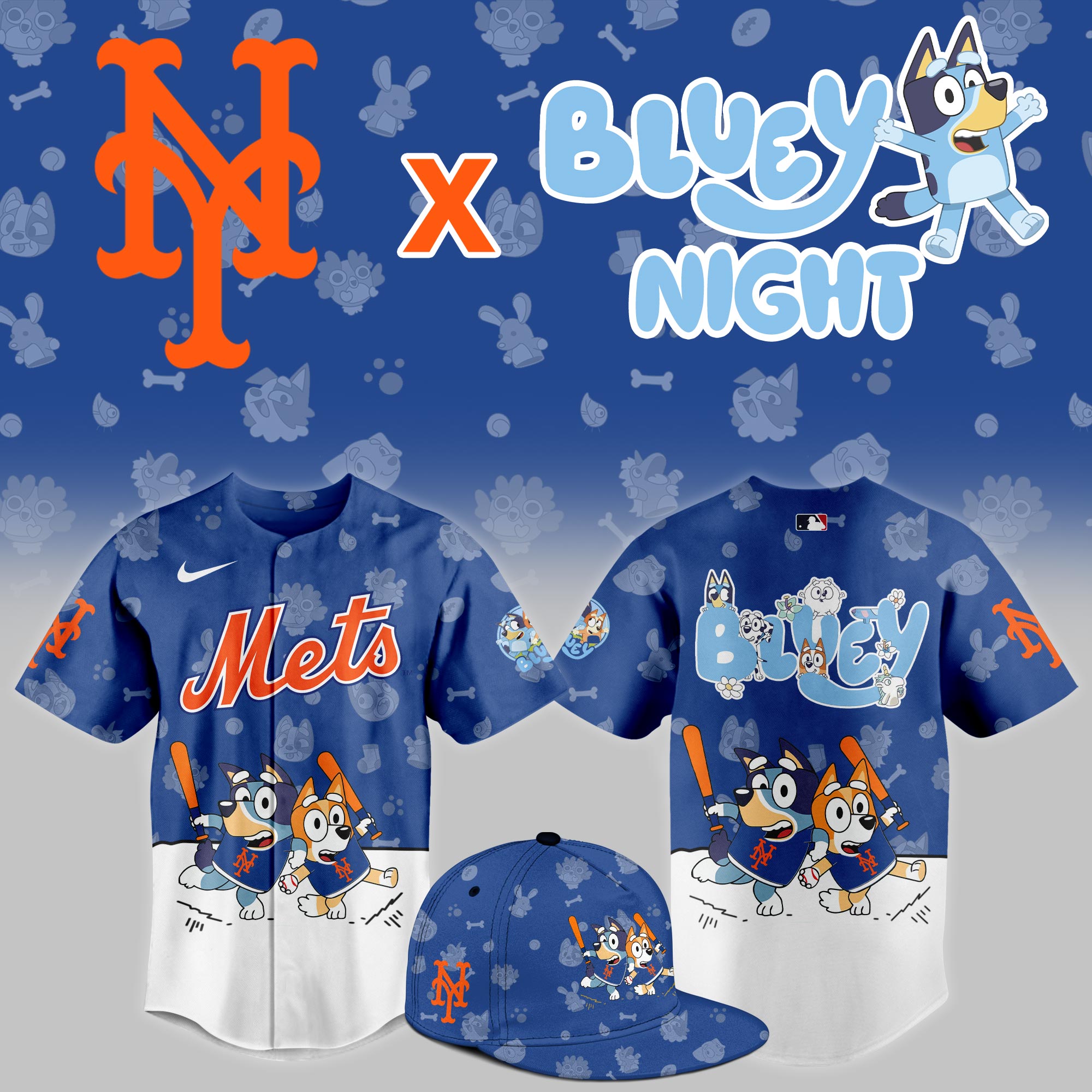 New York Mets 2025 Bluey Night Event Limited Jersey PT68356