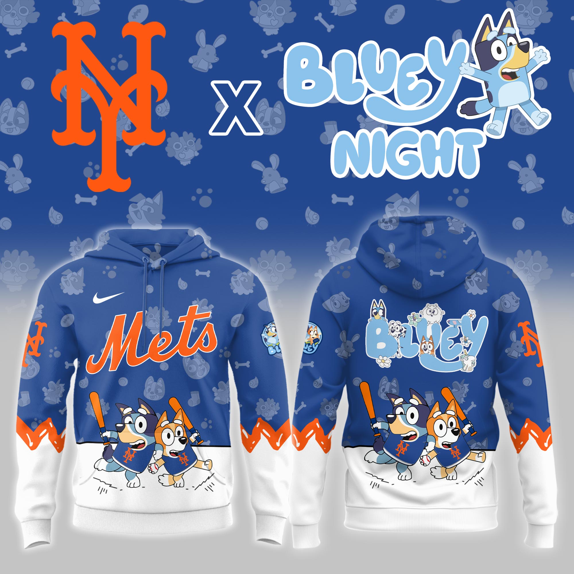 New York Mets Bluey Night Limited Hoodie PT68415