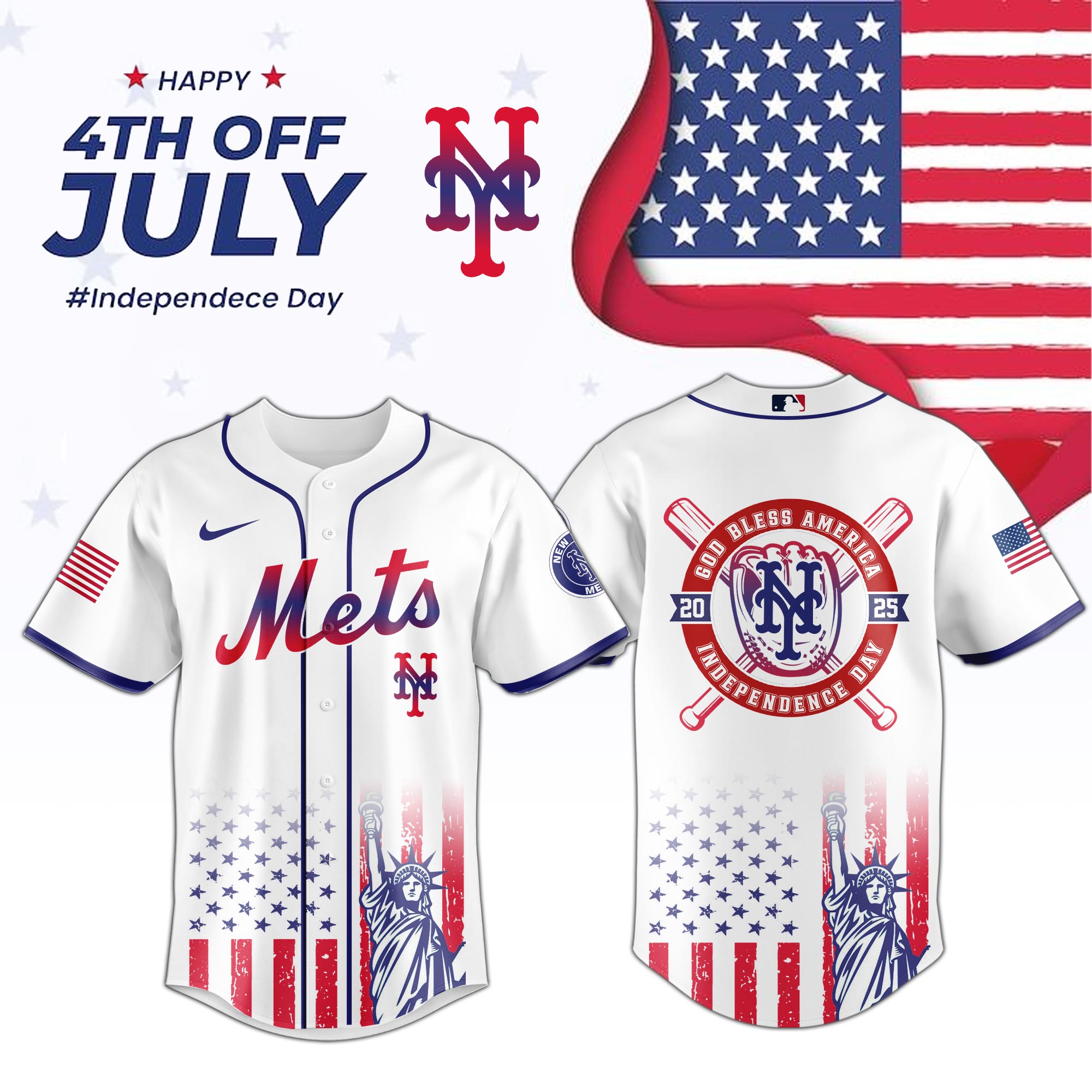 New York Mets Special Independence Day Limited Edition Jersey PT68864