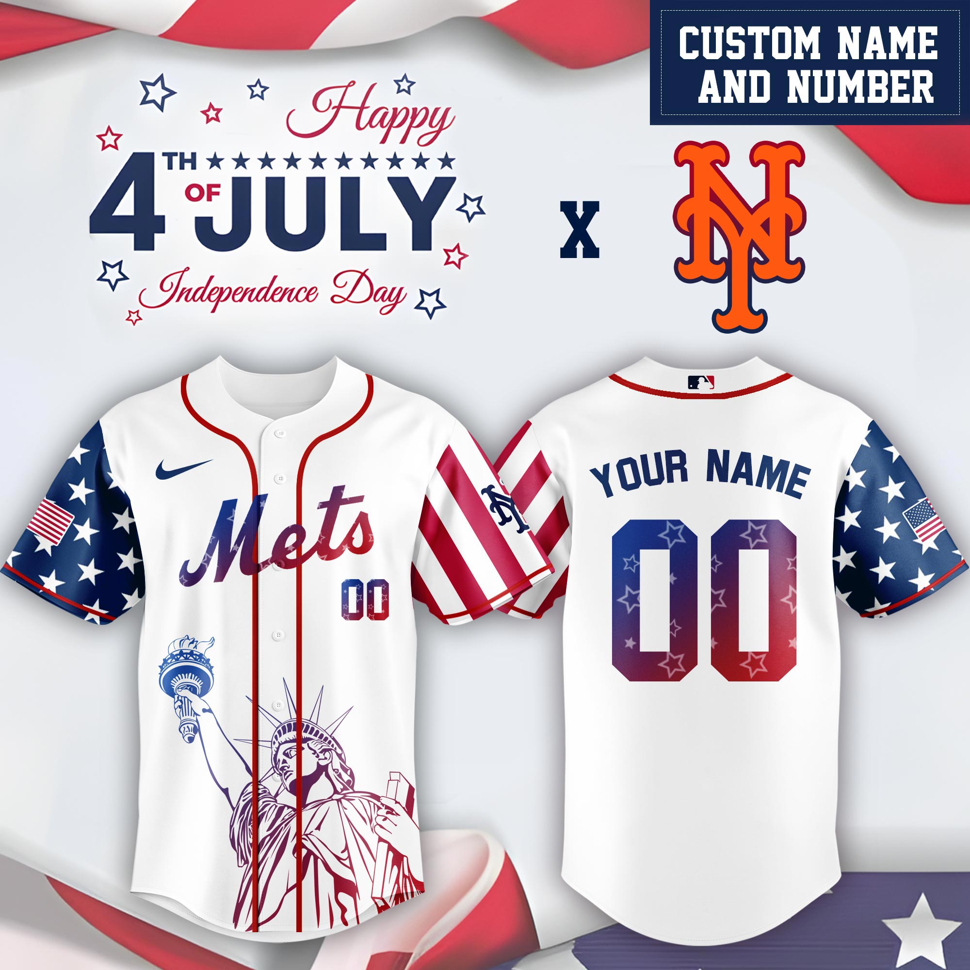 New York Mets Special Independence Day Limited Edition Jersey #2 PT68865