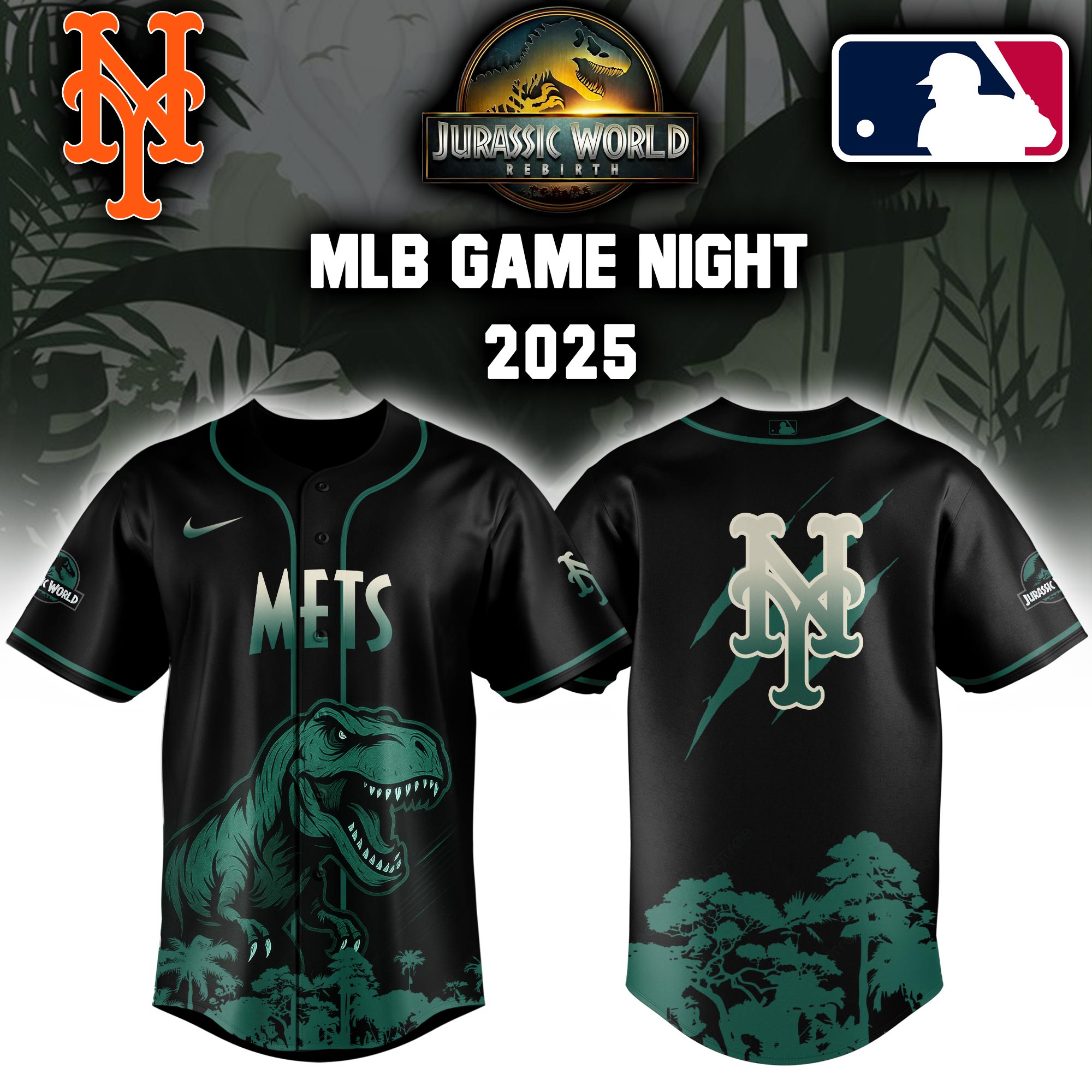 New York Mets X Jurassic World Baseball Jersey Colab 2025 Editons Limited PT70128