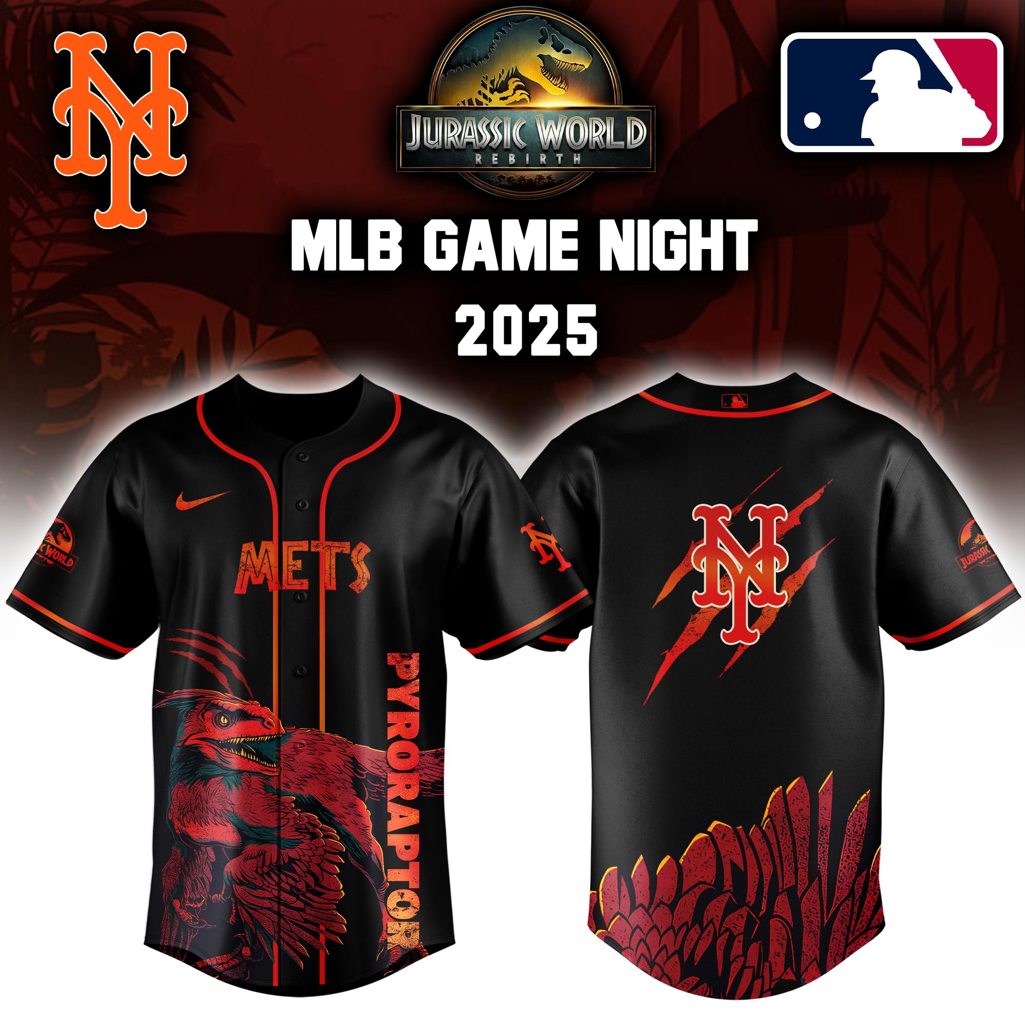 New York Mets X Jurassic World Baseball Jersey Colab 2025 Editons Limited V3 PT70130