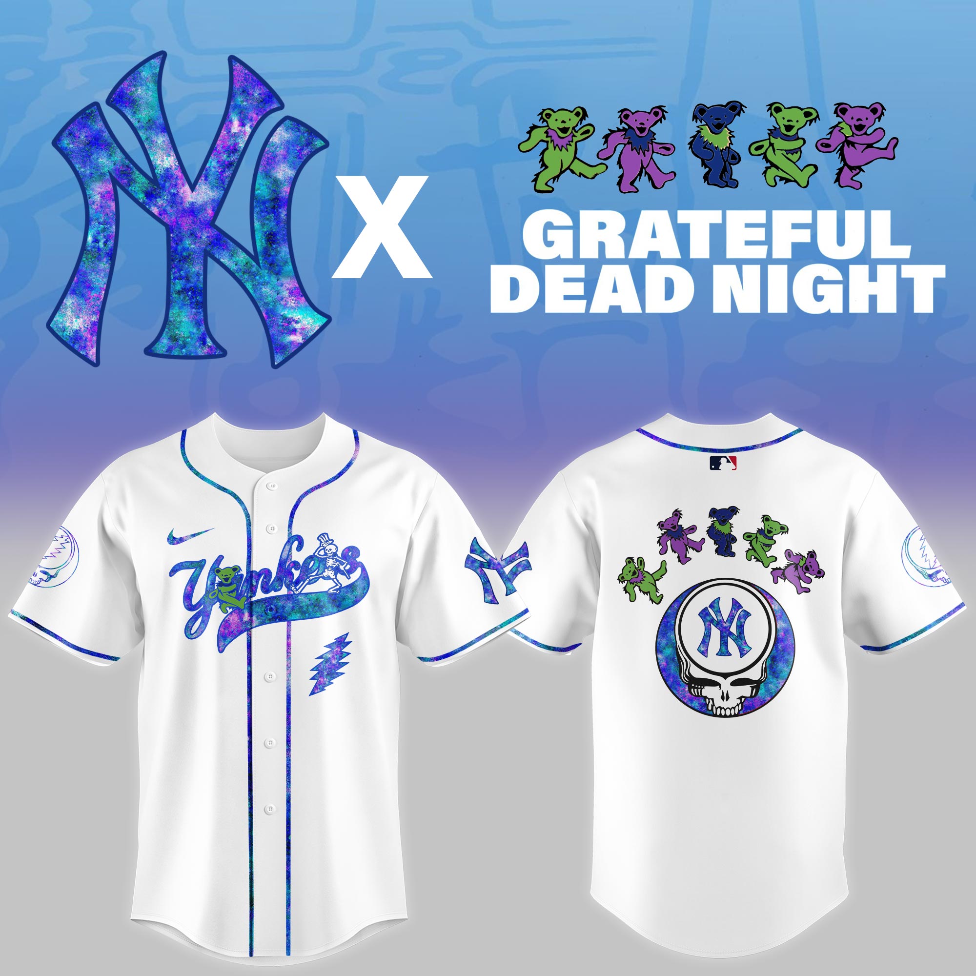 New York Yankees 2025 Grateful Dead Night Limited Jersey PT68329