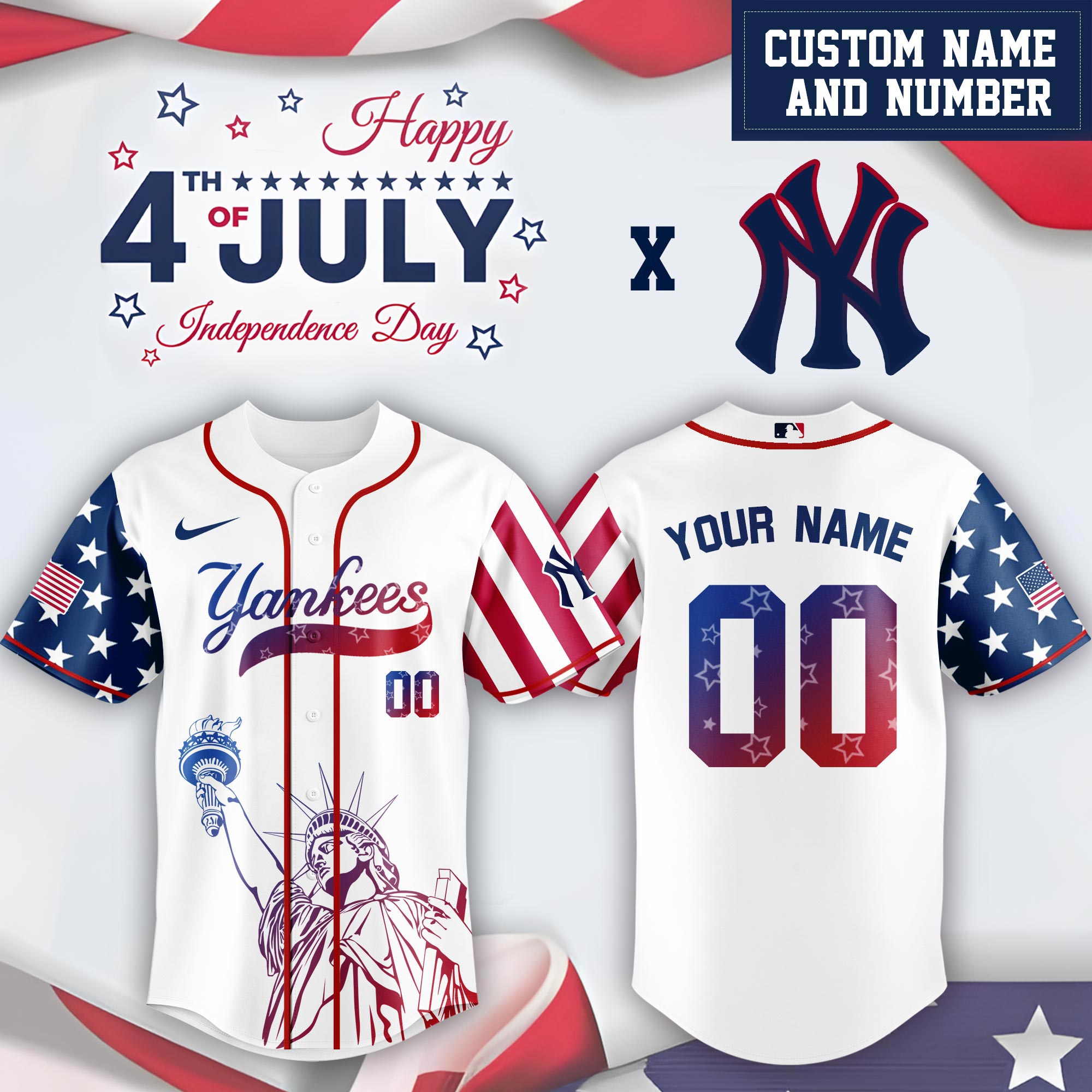 New York Yankees Special Independence Day Limited Edition Jersey #2 PT68867