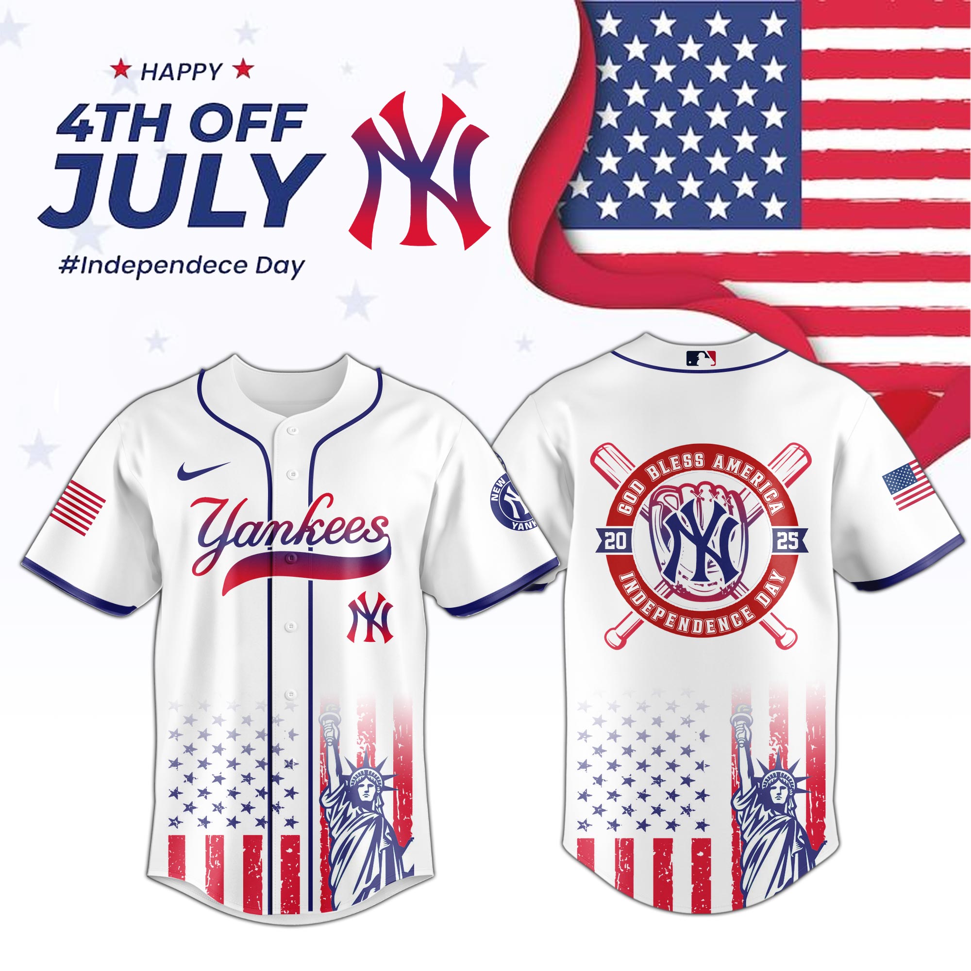 New York Yankees Special Independence Day Limited Edition Jersey PT68866