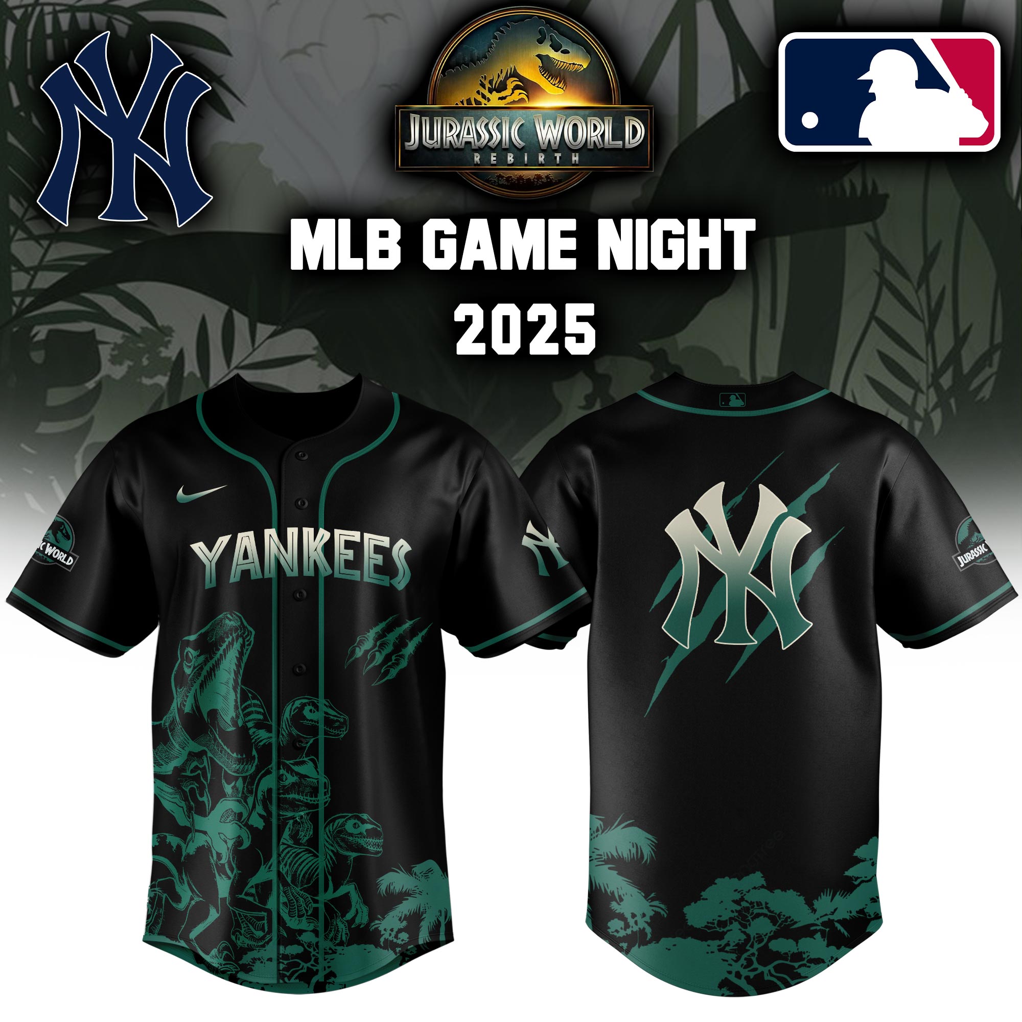 New York Yankees X Jurassic World Baseball Jersey Colab 2025 Editons Limited V2 PT70133