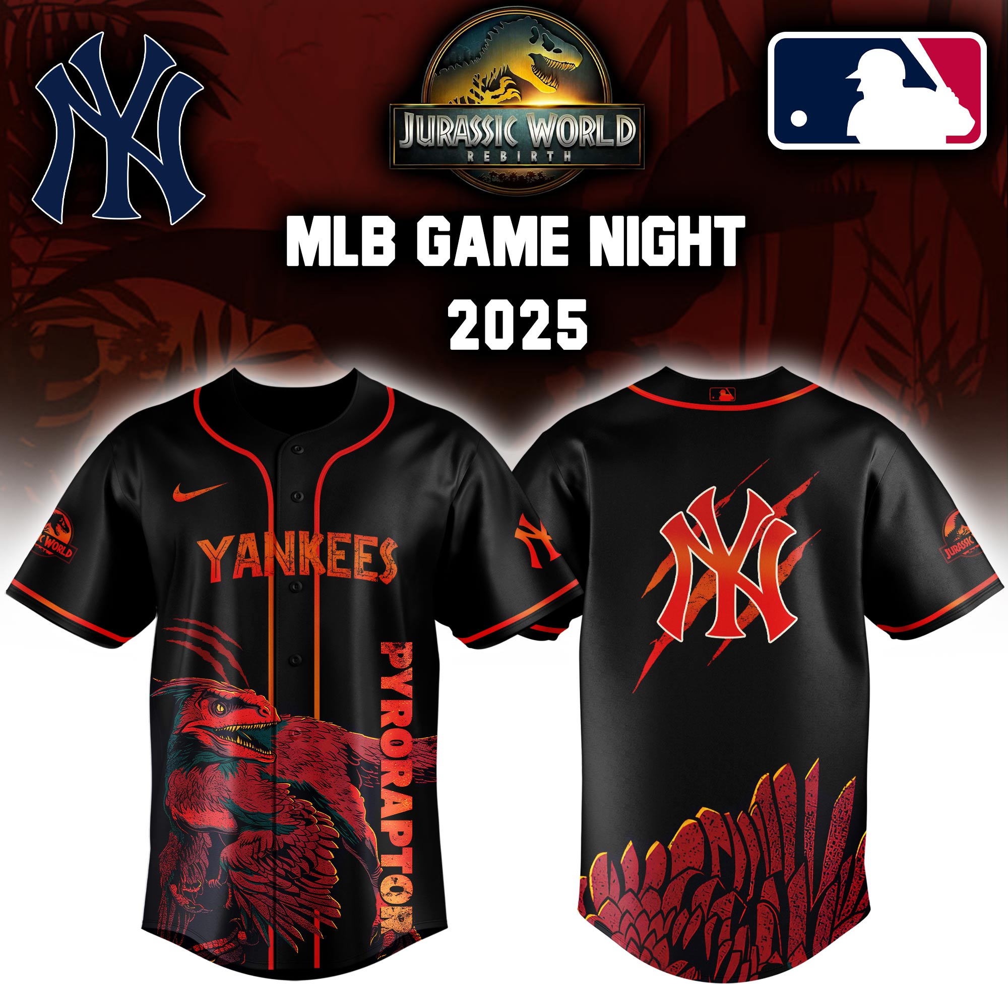 New York Yankees X Jurassic World Baseball Jersey Colab 2025 Editons Limited V3 PT70134