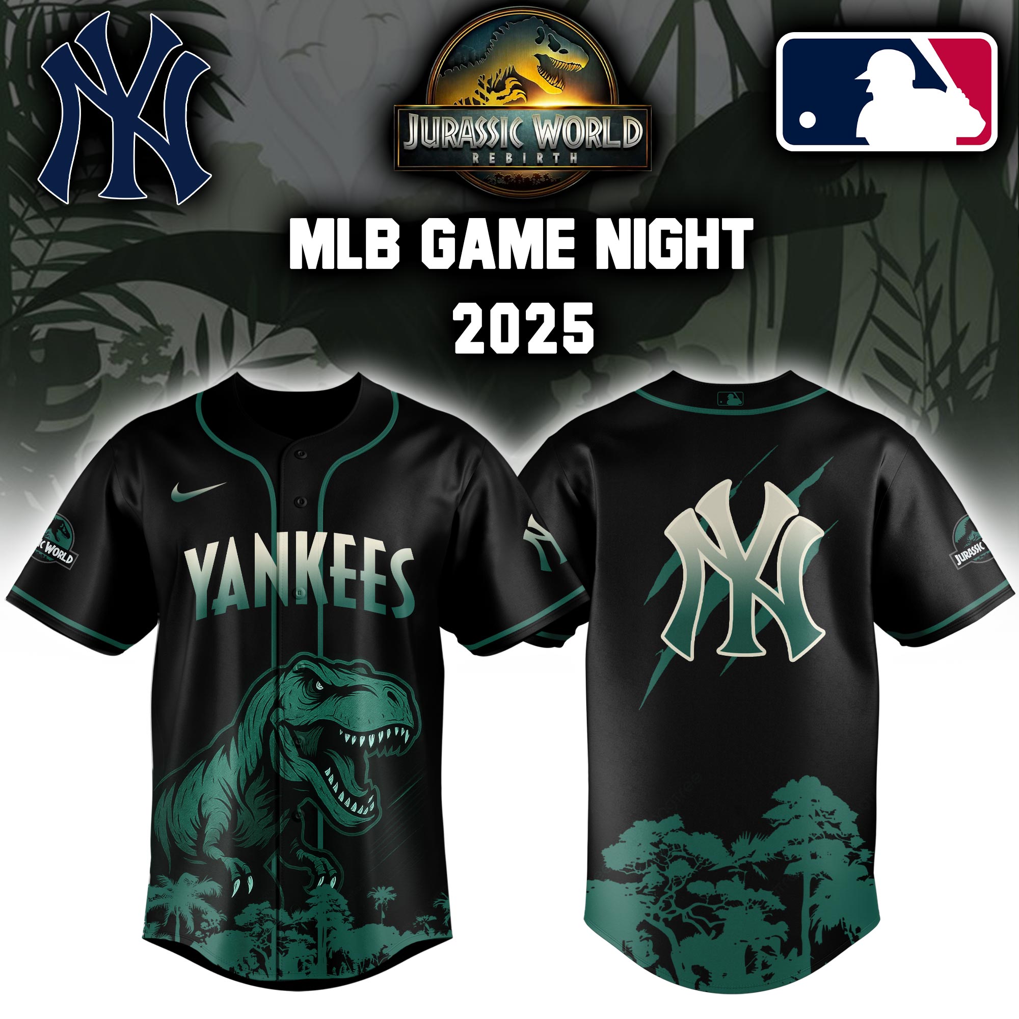 New York Yankees X Jurassic World Baseball Jersey Colab 2025 Editons Limited PT70132