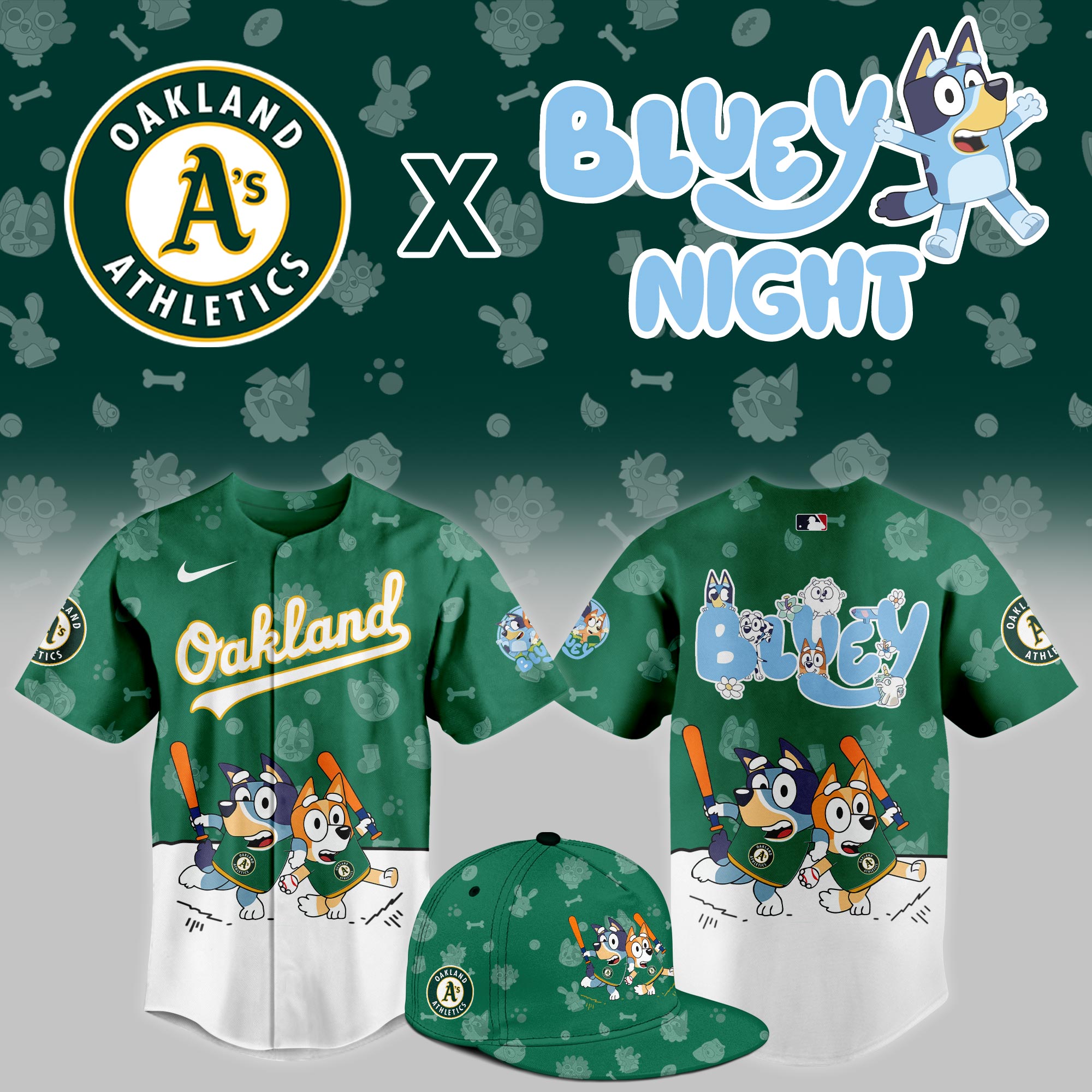 Oakland Athletics 2025 Bluey Night Event Limited Jersey PT68358