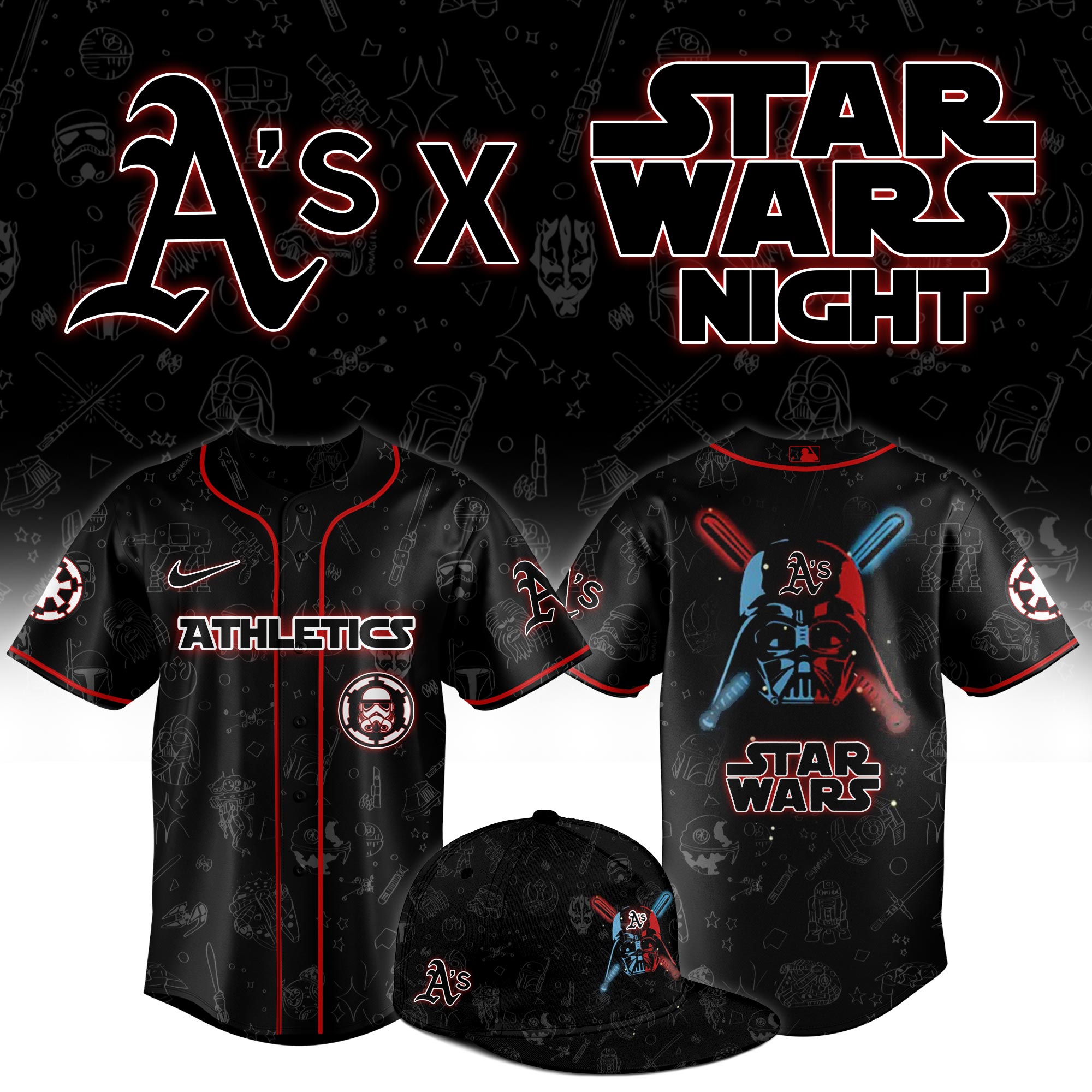 Oakland Athletics 2025 Star Wars Night Limited Jersey MS06590