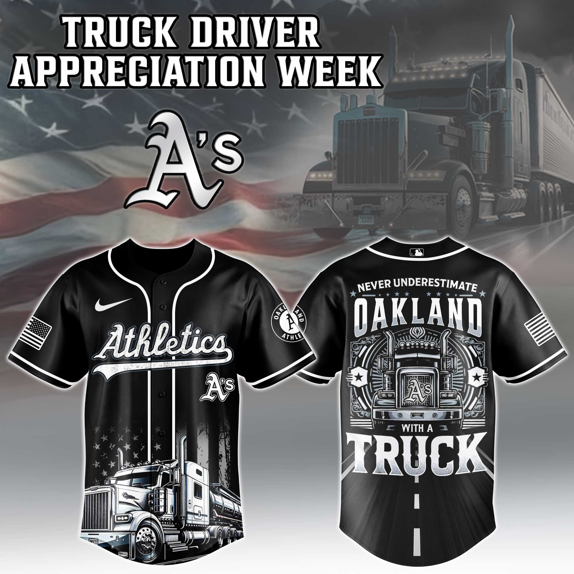 Oakland Athletics Mlb X Nation Truck Driver Appreciation Week Limited Edition Jersey 2025 PT68113
