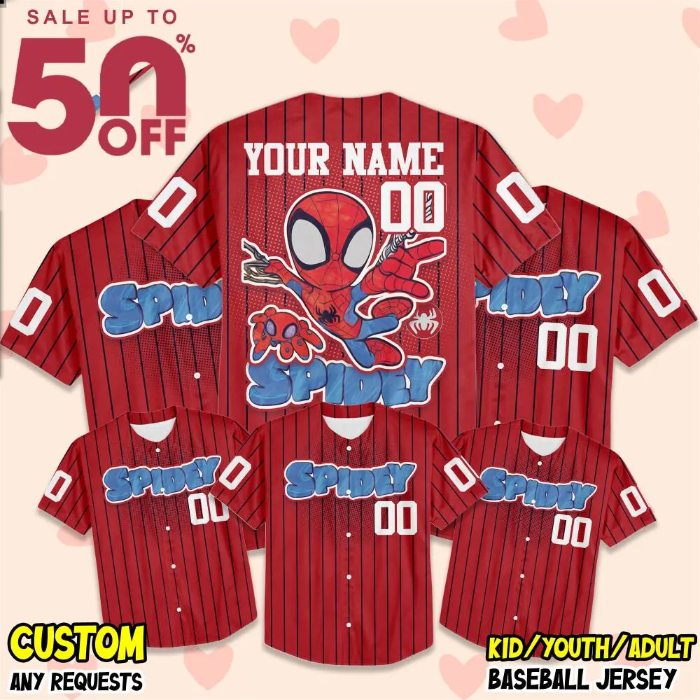 Personalize Spidey And His Amazing Friend Custom Kid Youth Adult Spiderman Baseball Jersey Outfit Gift For Spider Fan Spider Man Birthday PT63788