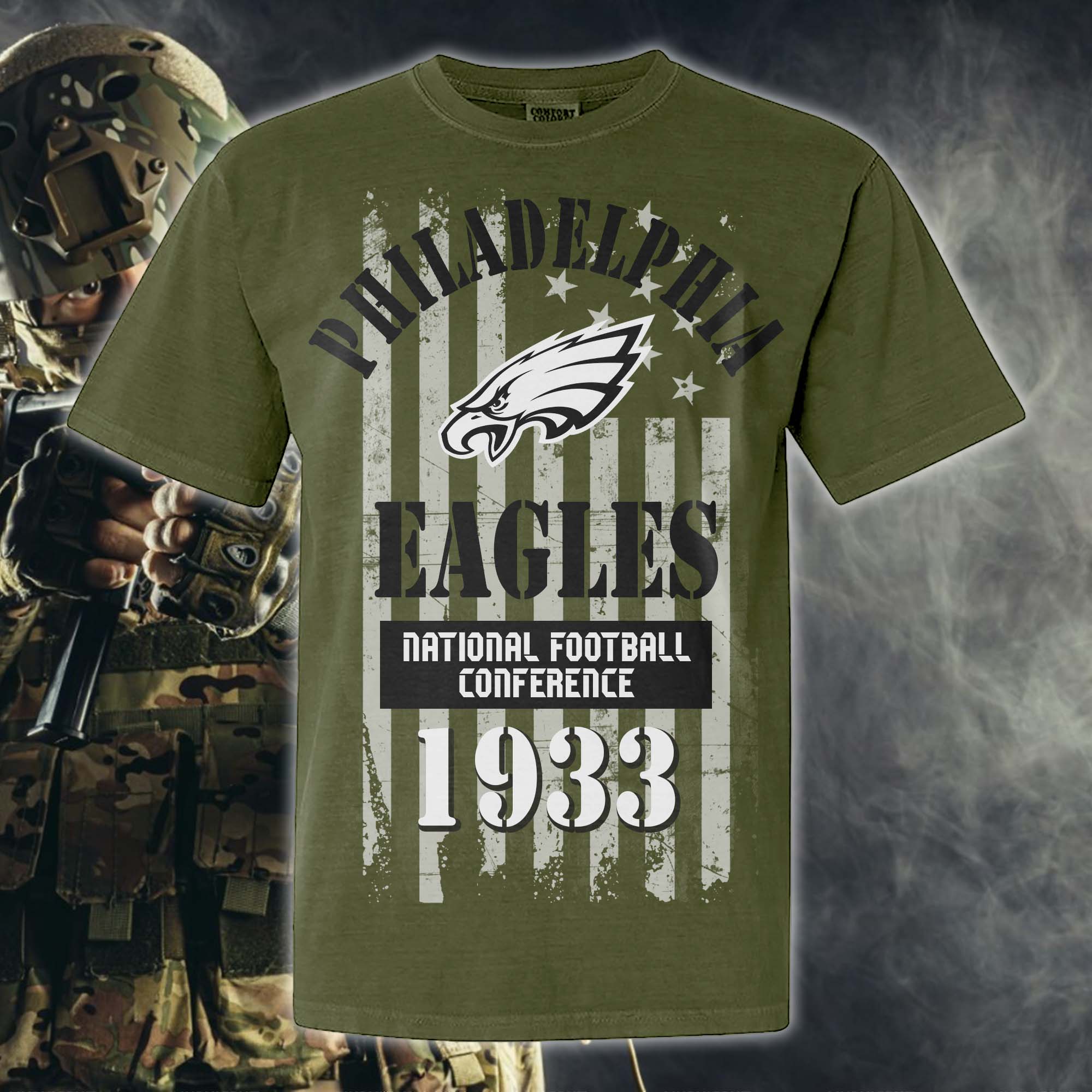 Philadelphia Eagles Green Armed Forces NFL T-shirt PT67866