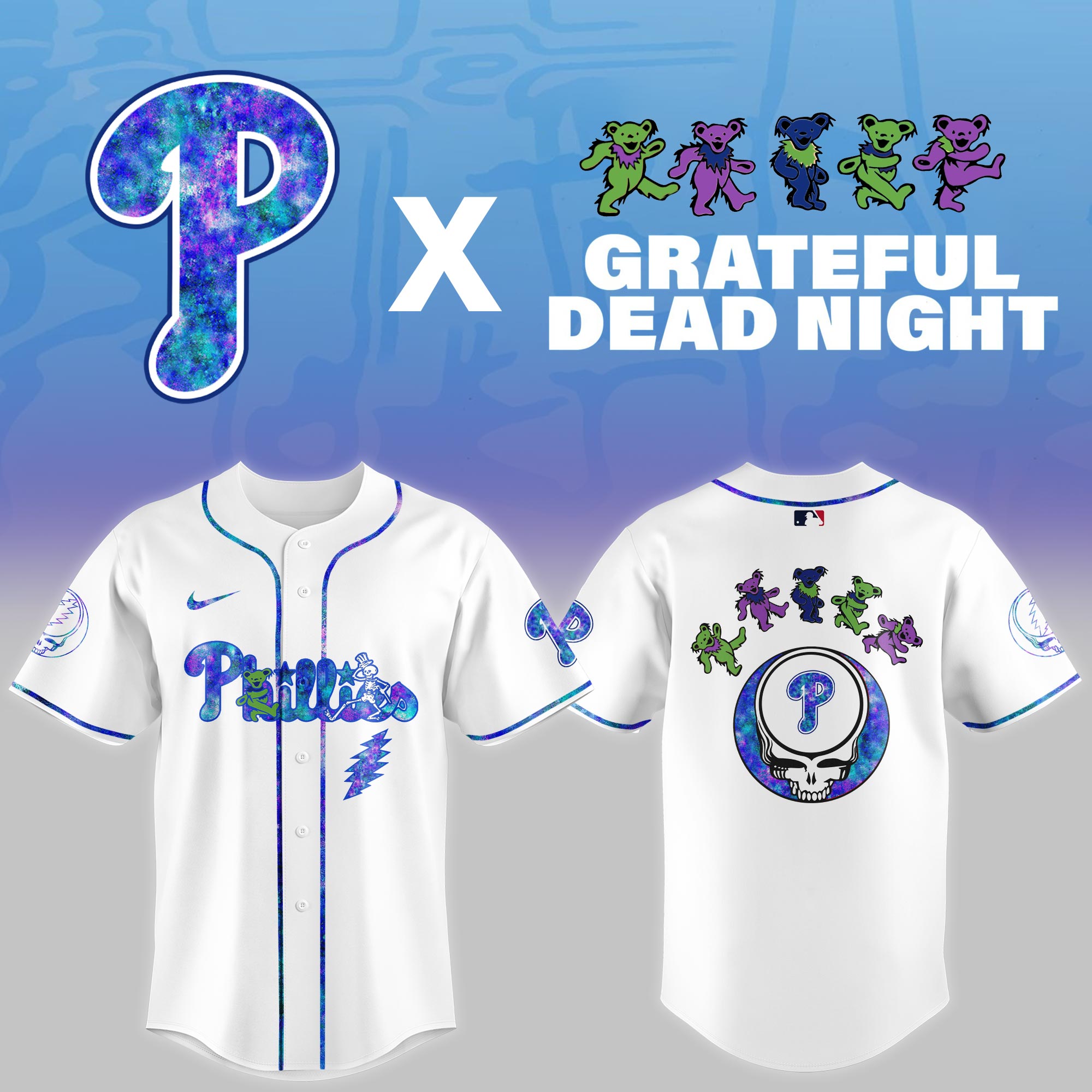 Philadelphia Phillies 2025 Grateful Dead Night Limited Jersey PT68314