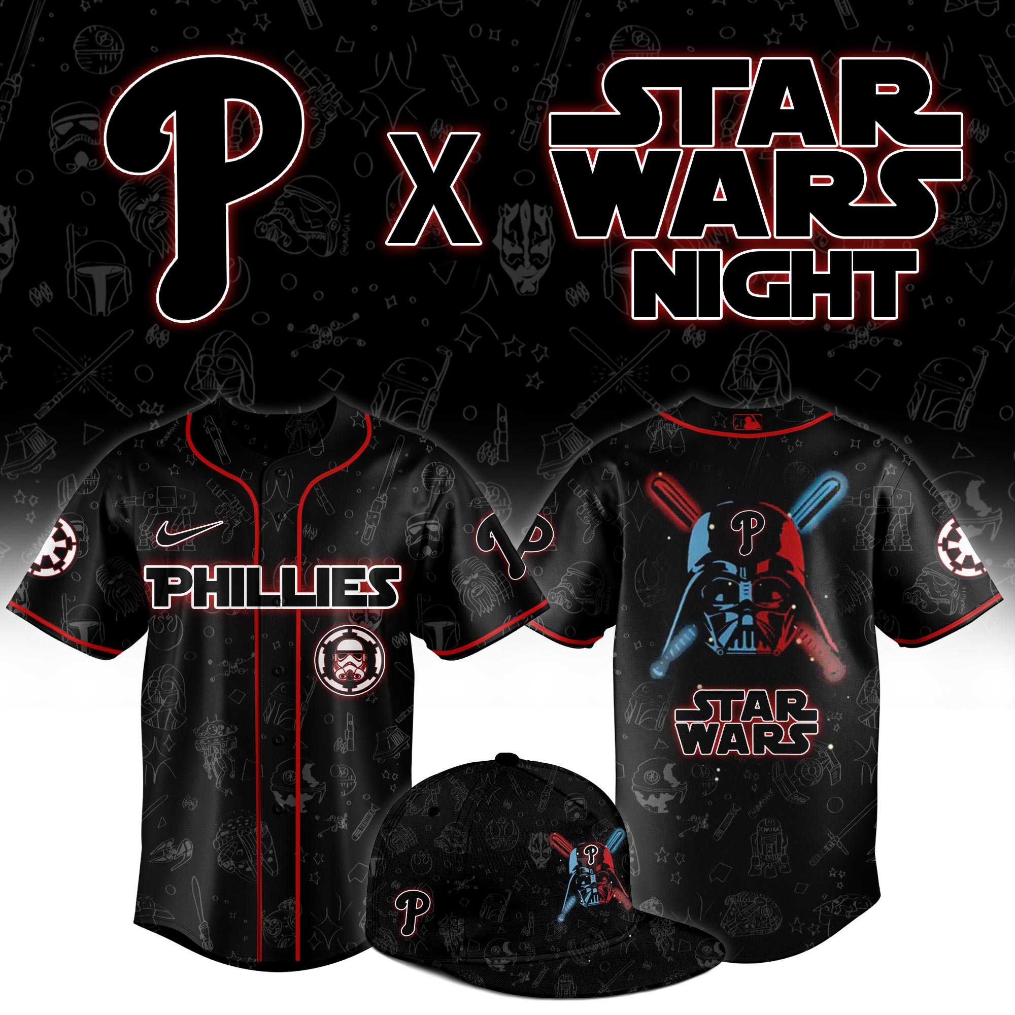 Philadelphia Phillies 2025 Star Wars Night Limited Jersey MS06577